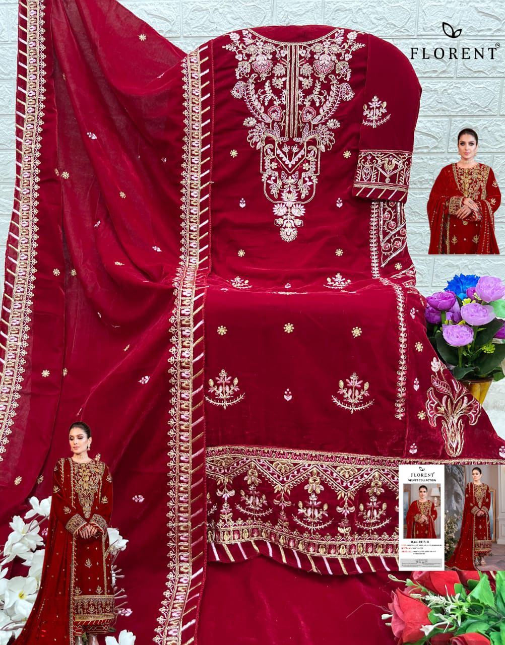 1015B Florent Embroidery Velvet Suits
