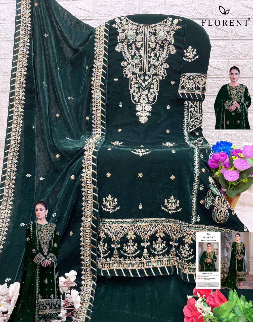 1015C Florent Embroidery Velvet Suits