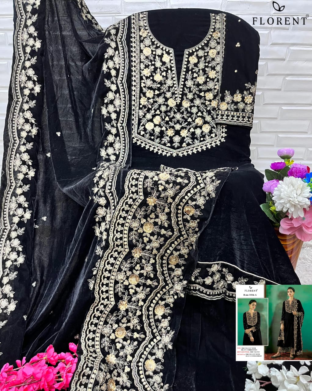 1016A Florent Embroidery Velvet Suits