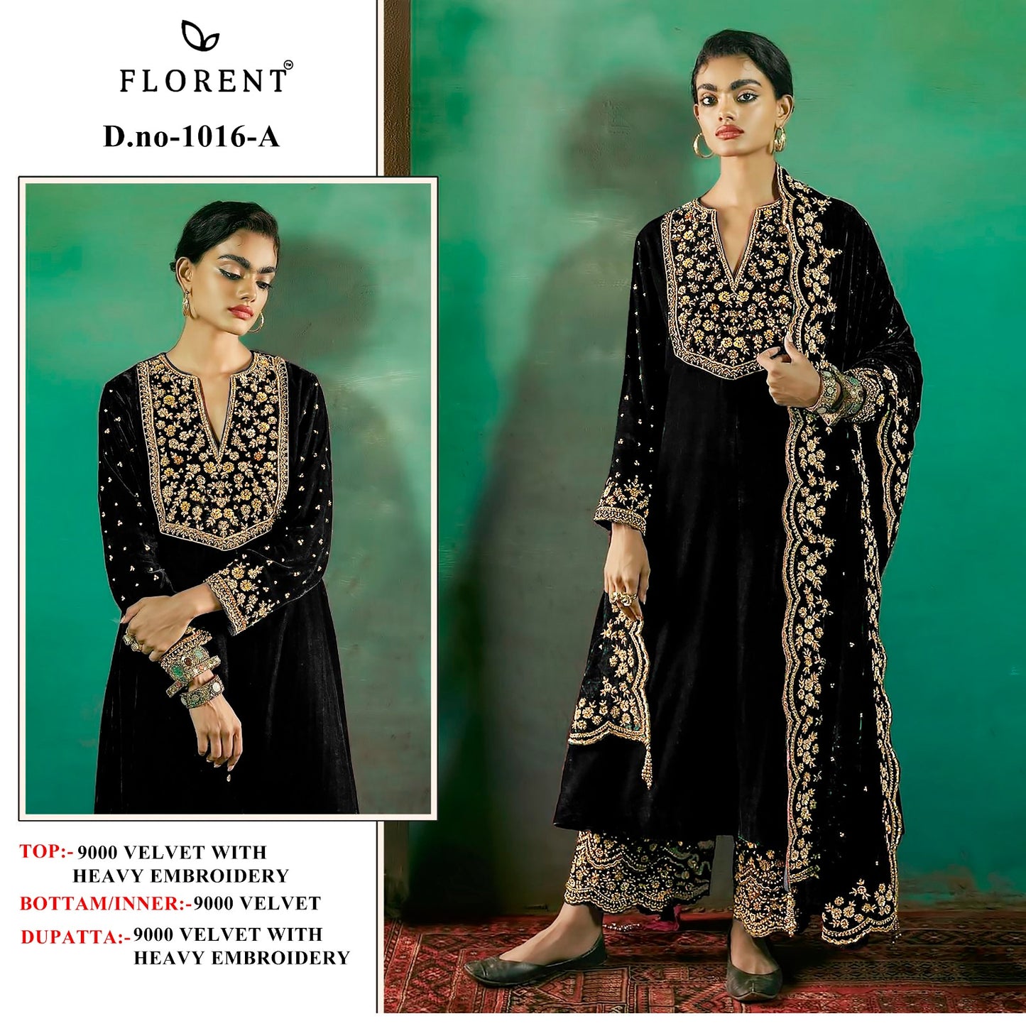1016A Florent Embroidery Velvet Suits