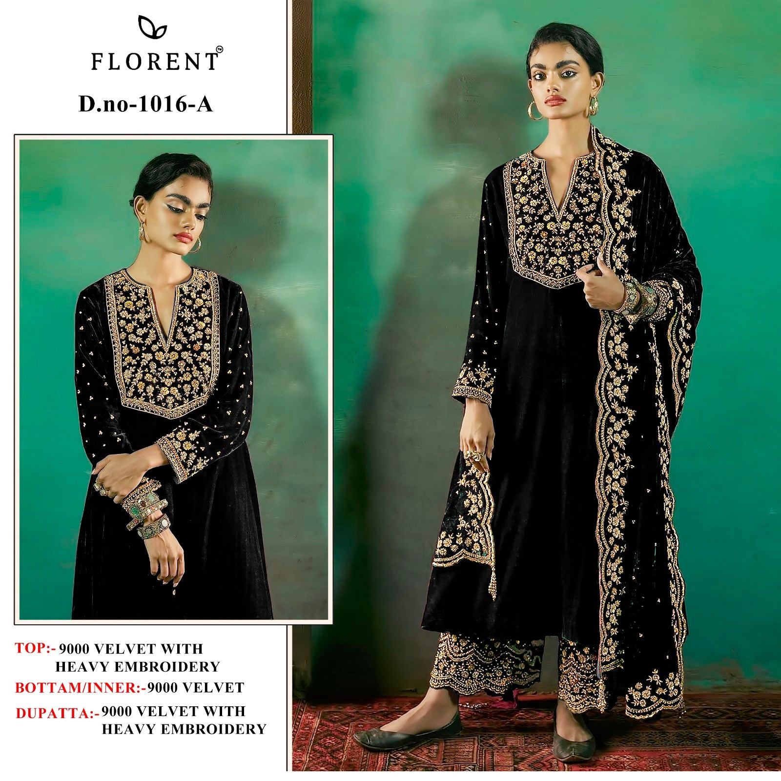 1016A Florent Embroidery Velvet Suits