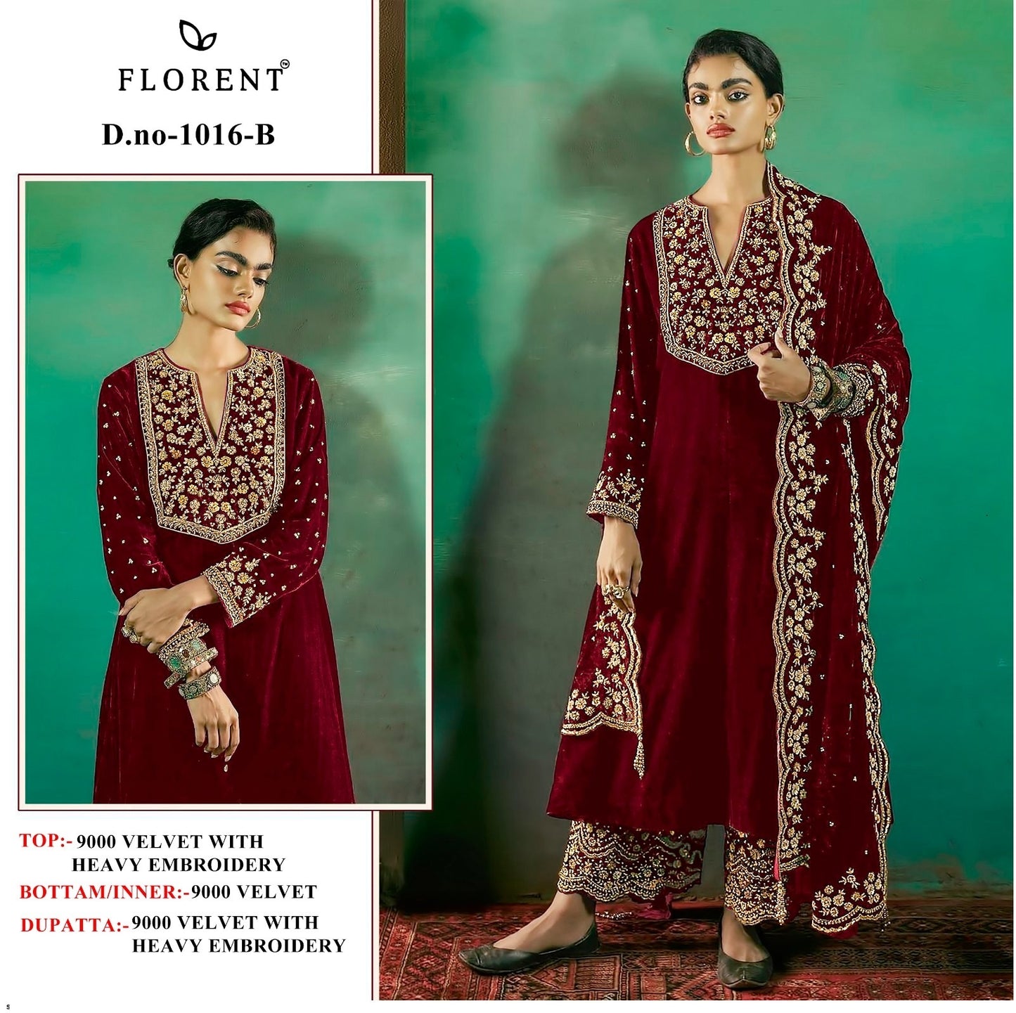1016B Florent Embroidery Velvet Suits