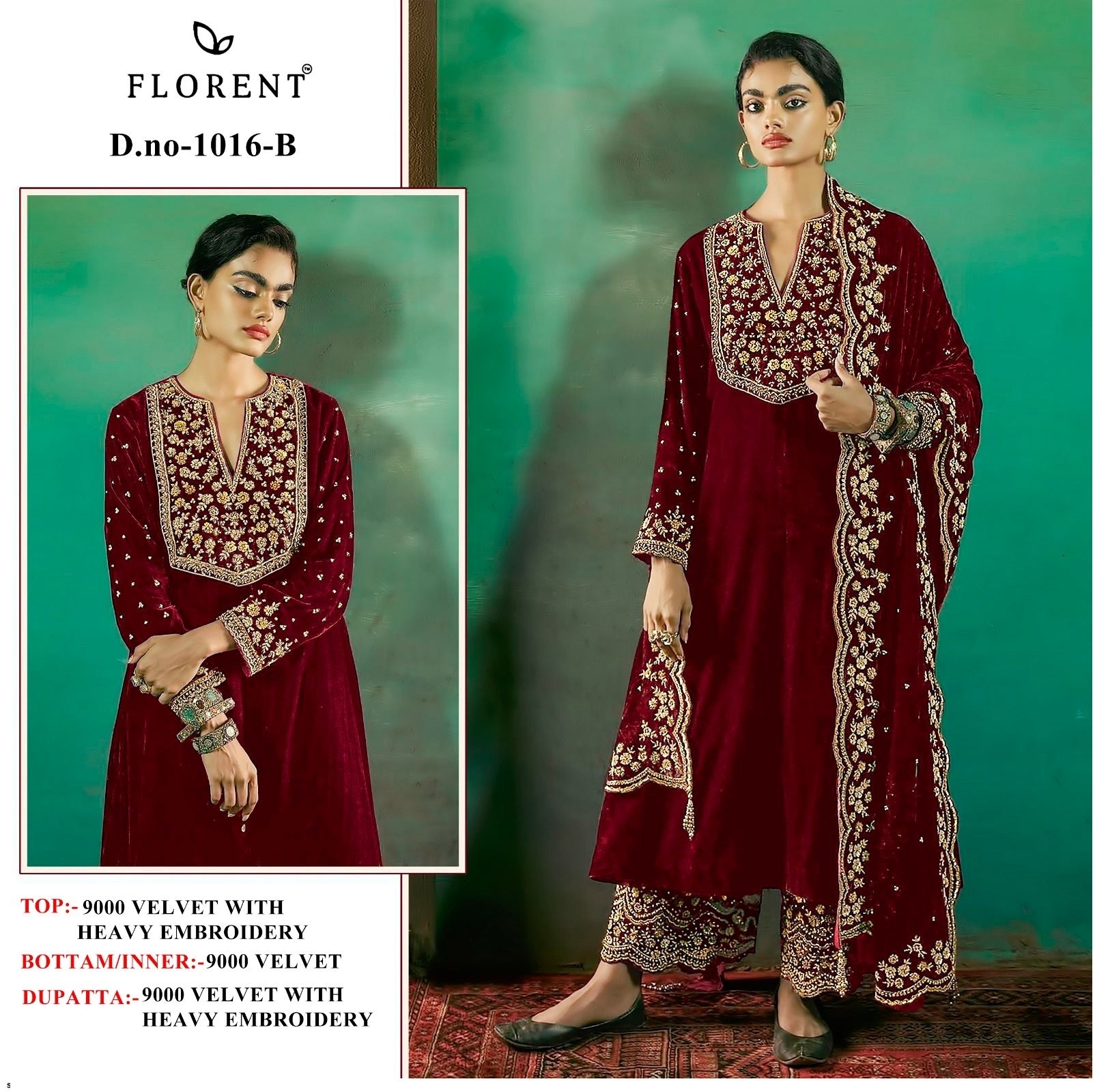 1016B Florent Embroidery Velvet Suits
