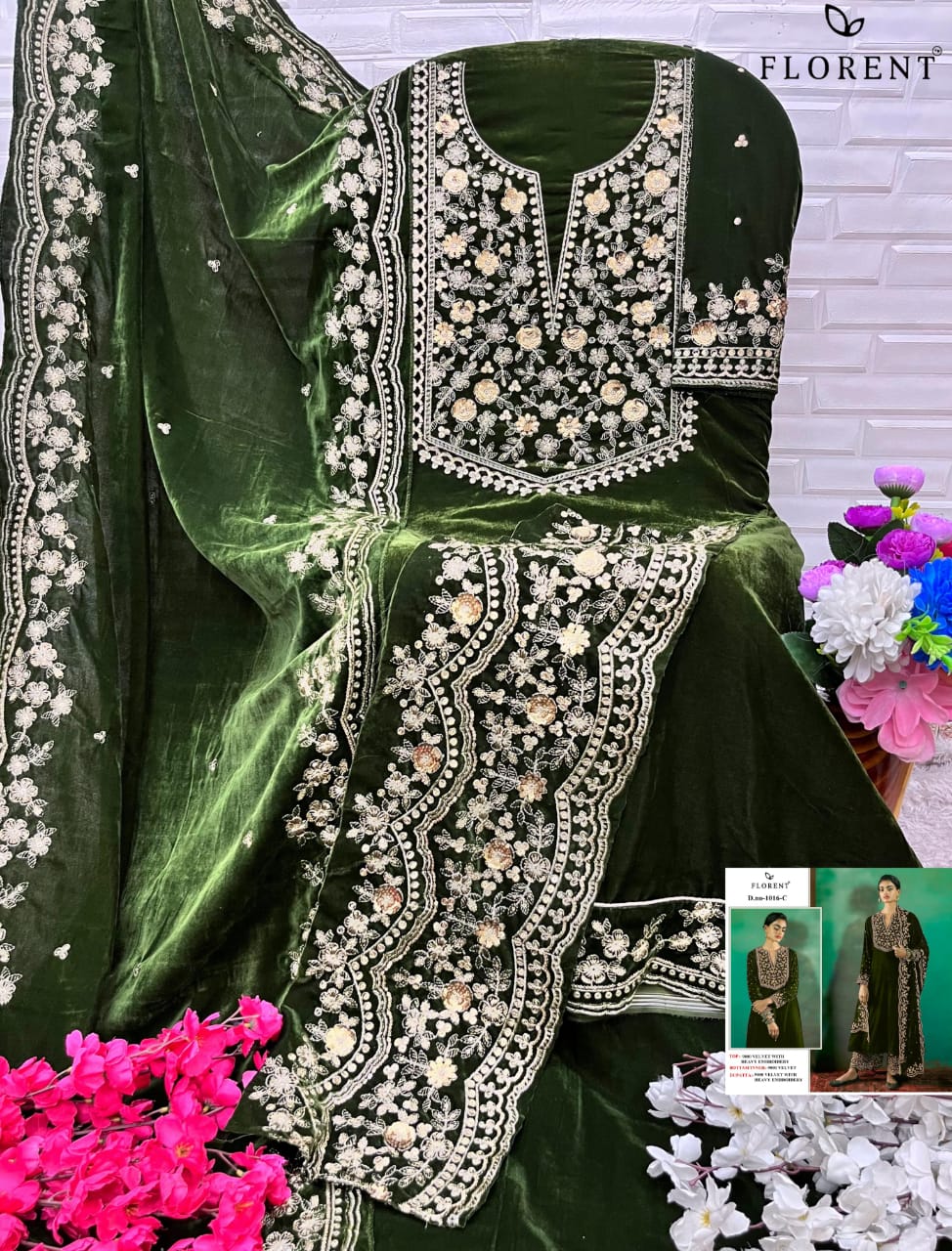 1016C Florent Embroidery Velvet Suits