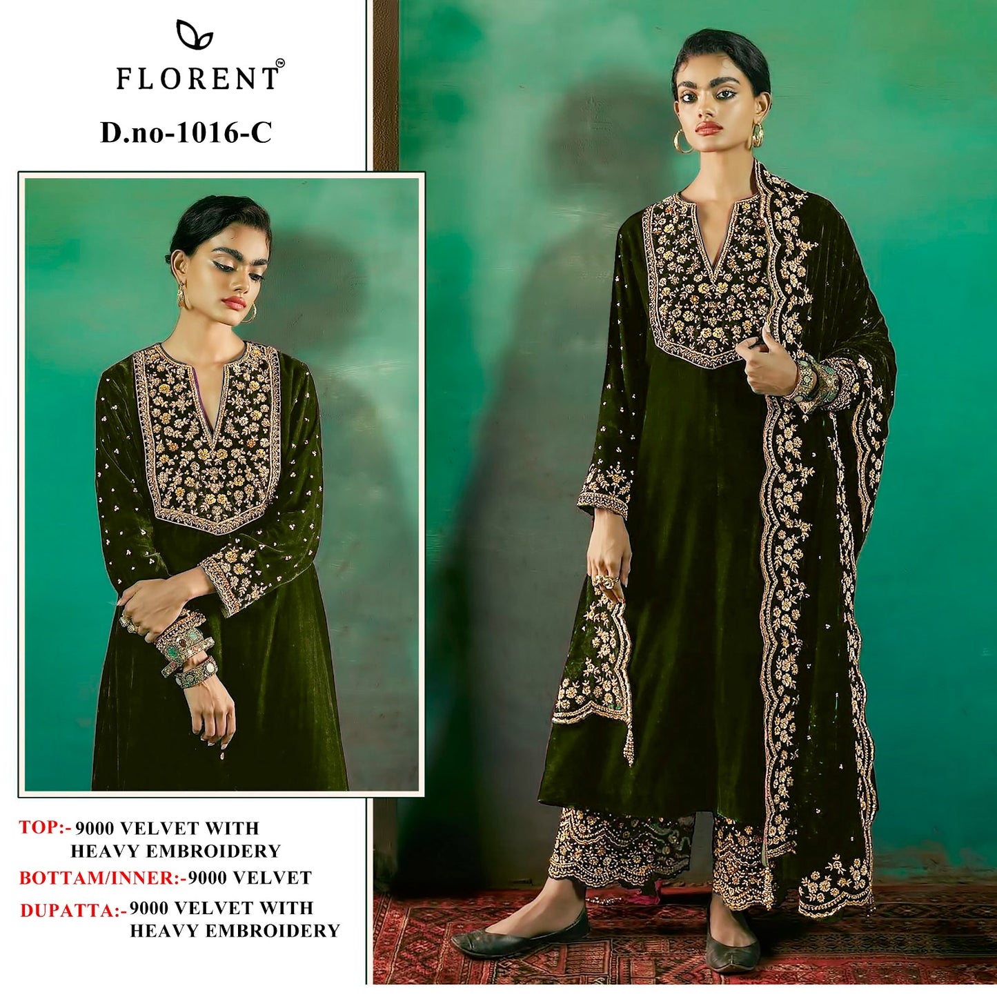 1016C Florent Embroidery Velvet Suits