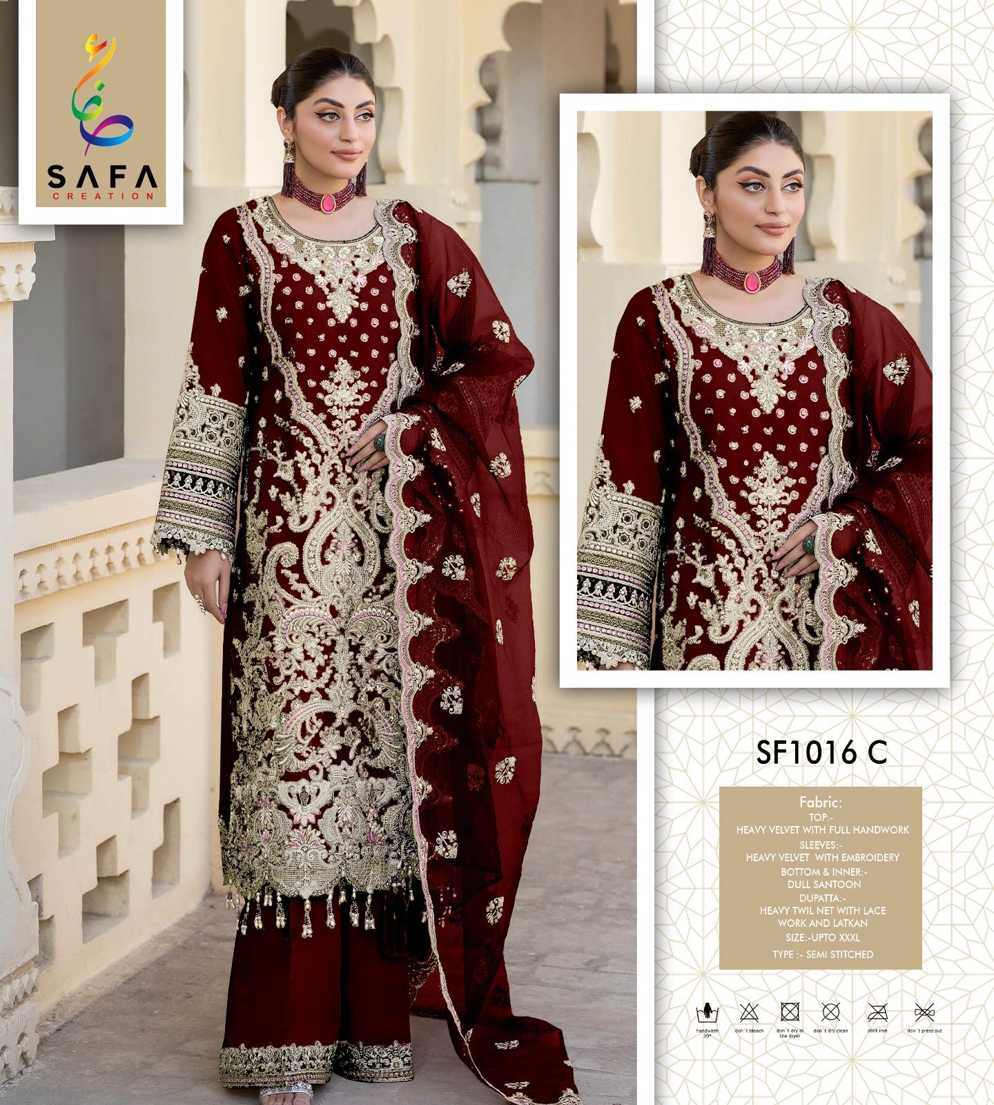 1016C Safa Creation Velvet Pakistani Salwar Suits