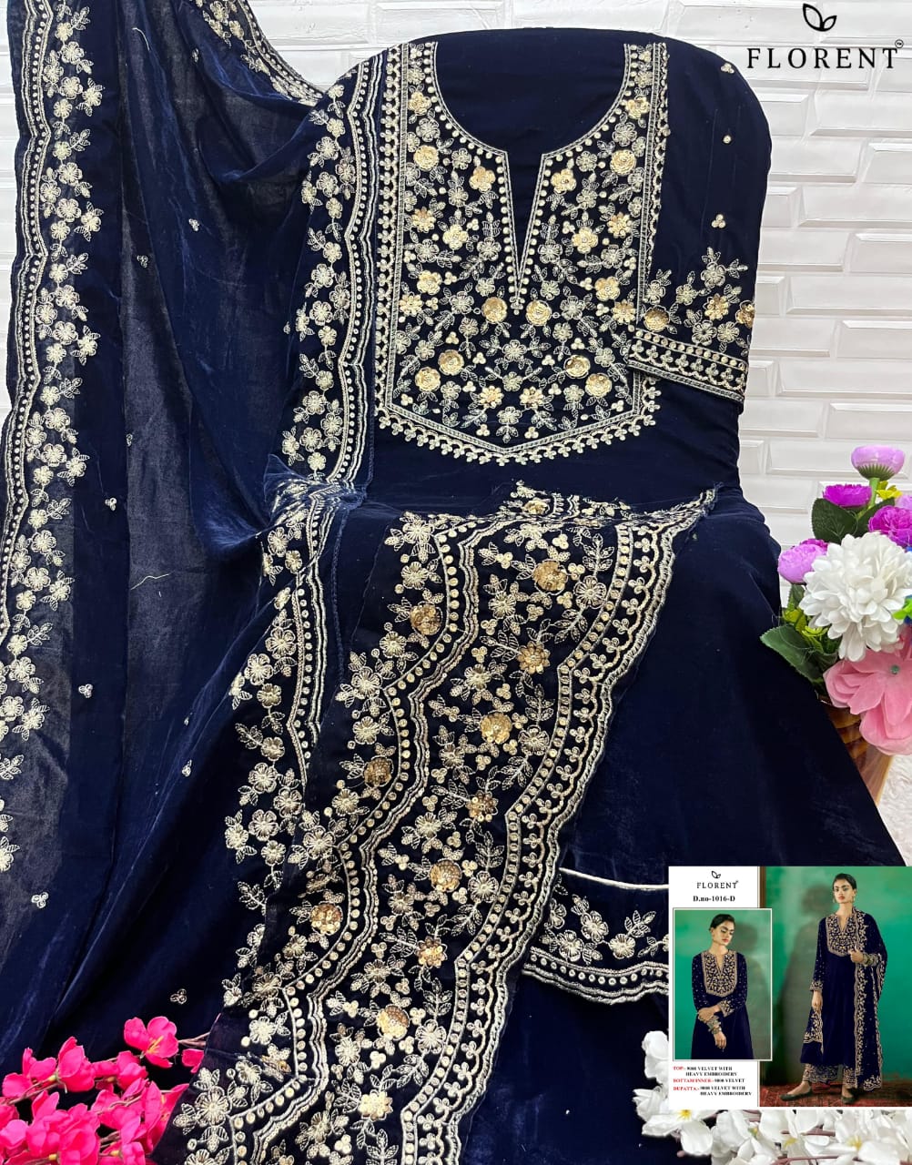 1016D Florent Embroidery Velvet Suits