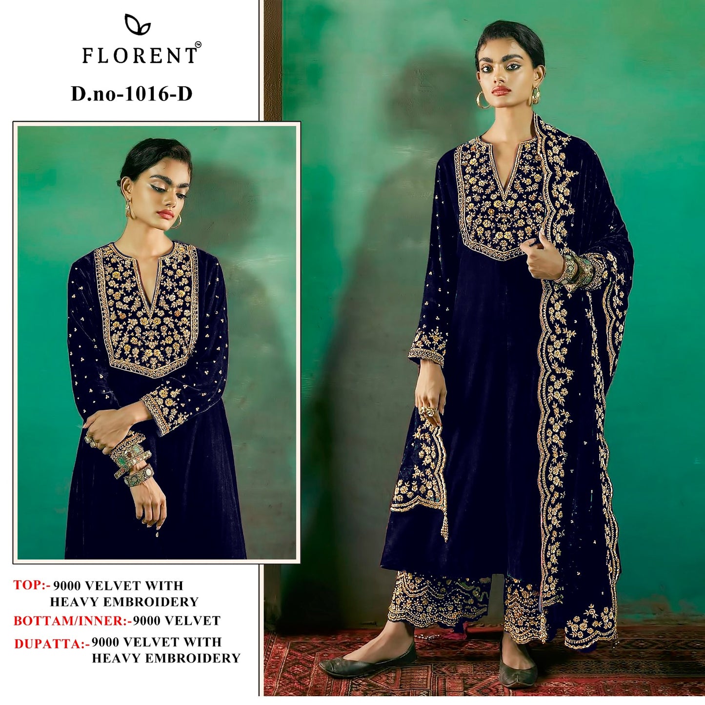 1016D Florent Embroidery Velvet Suits