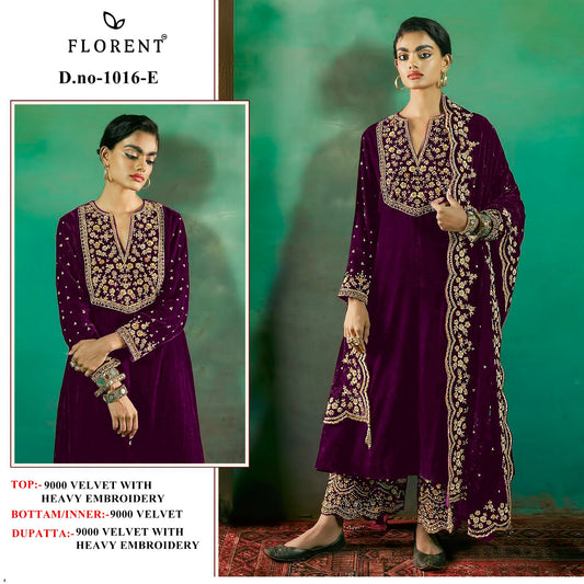 1016 E Florent Embroidery Work Velvet Suits