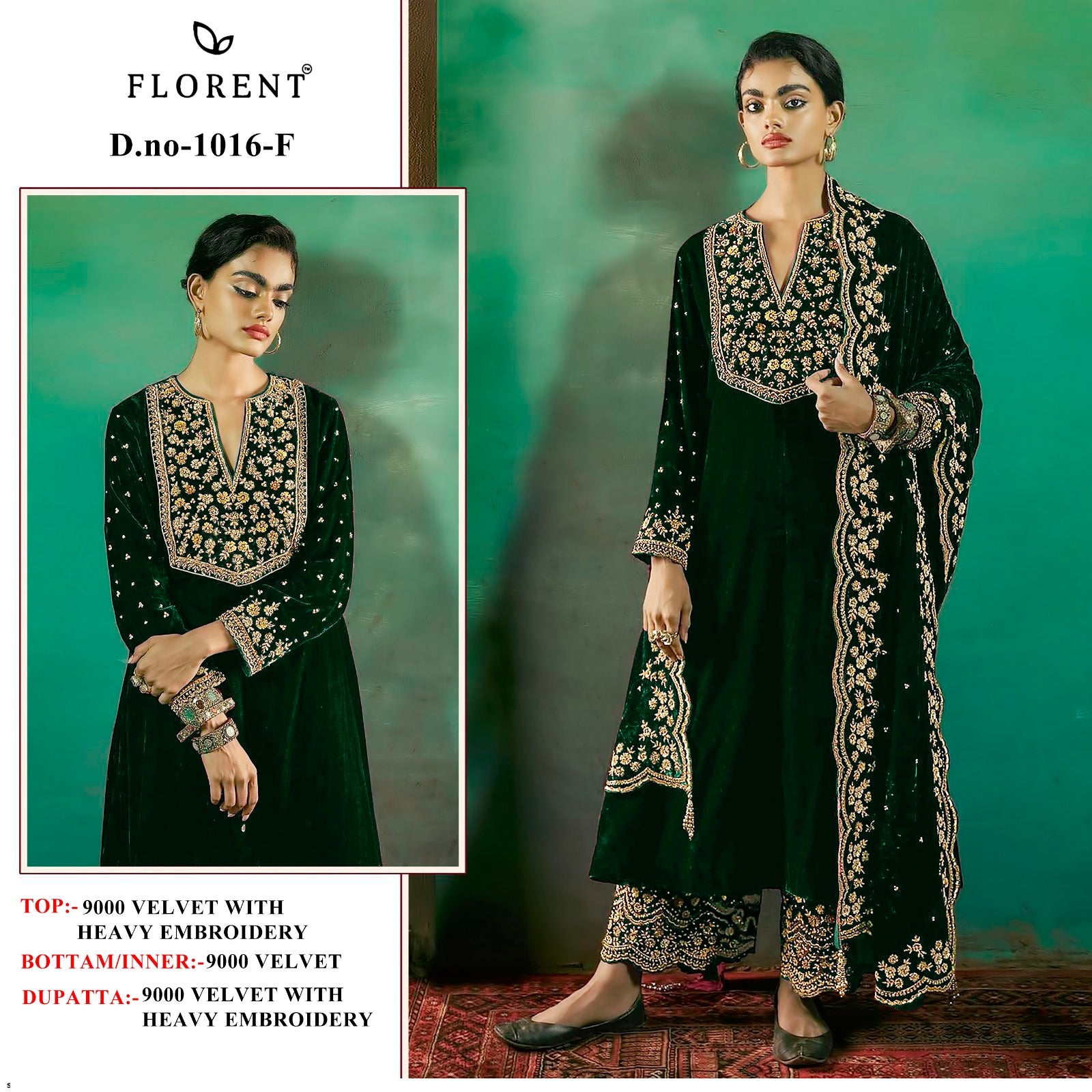 1016 F Florent Embroidery Work Velvet Suits