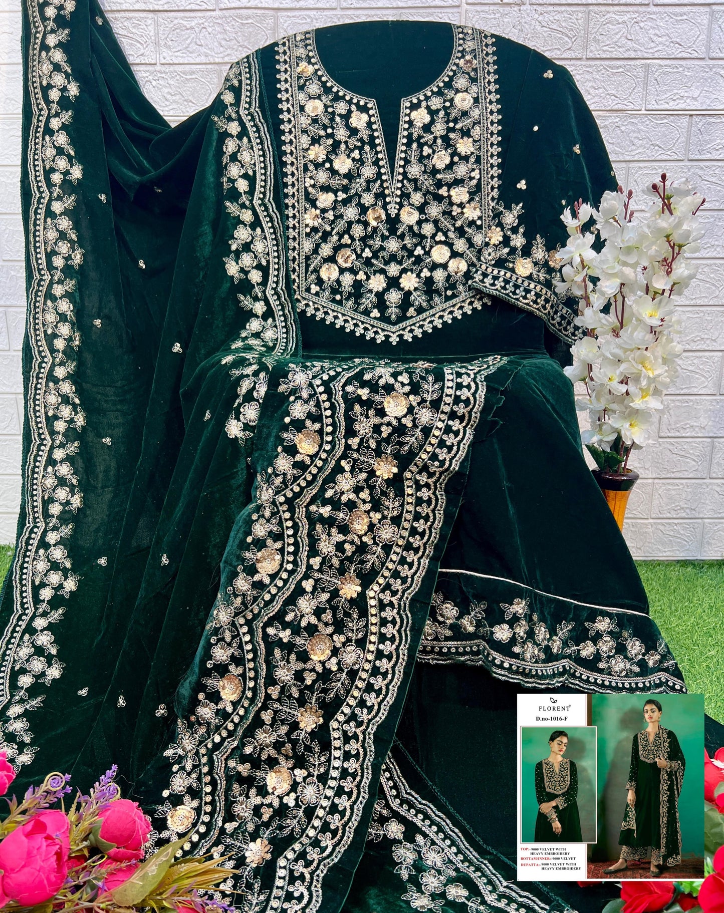 1016 F Florent Embroidery Work Velvet Suits