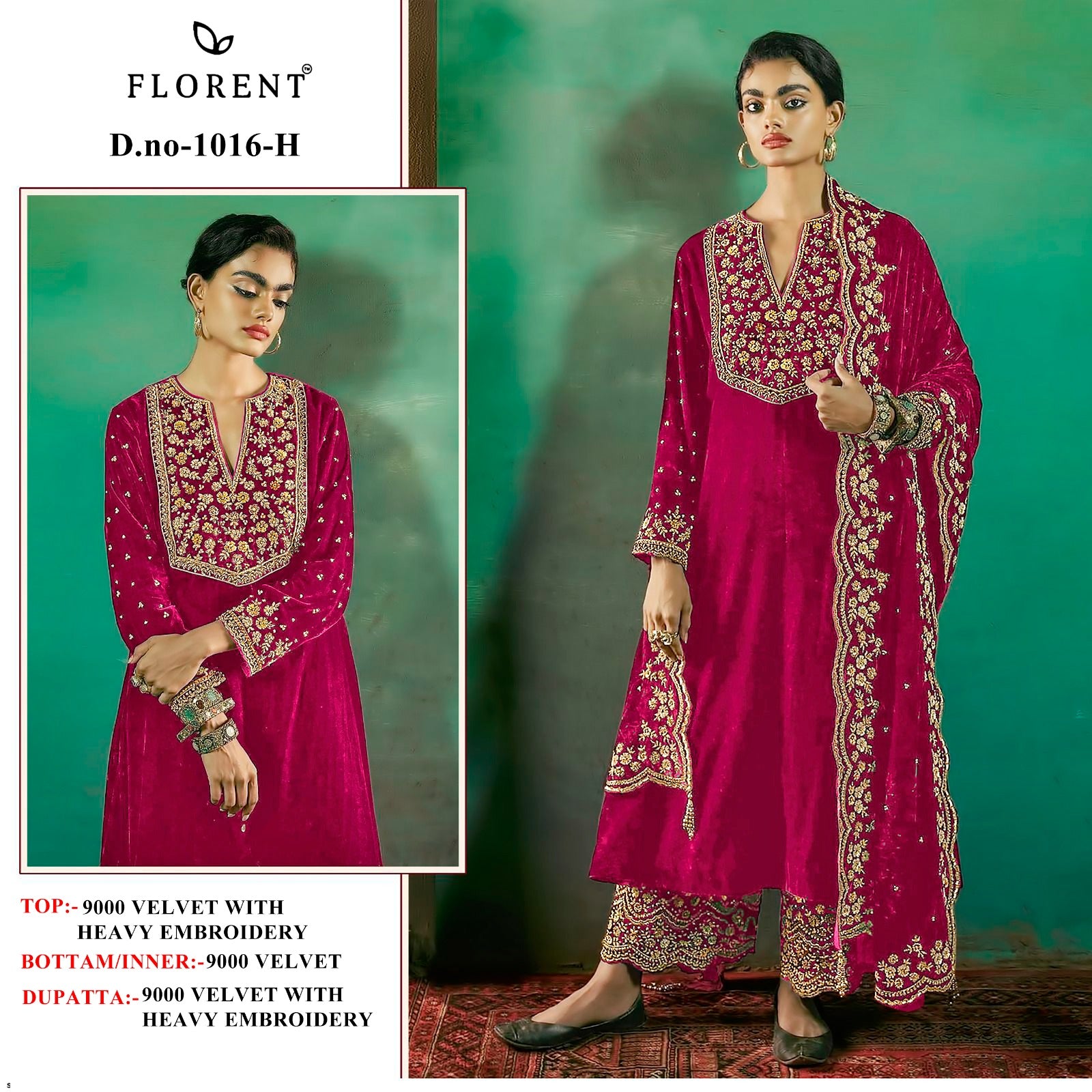1016 H Florent Embroidery Work Velvet Suits