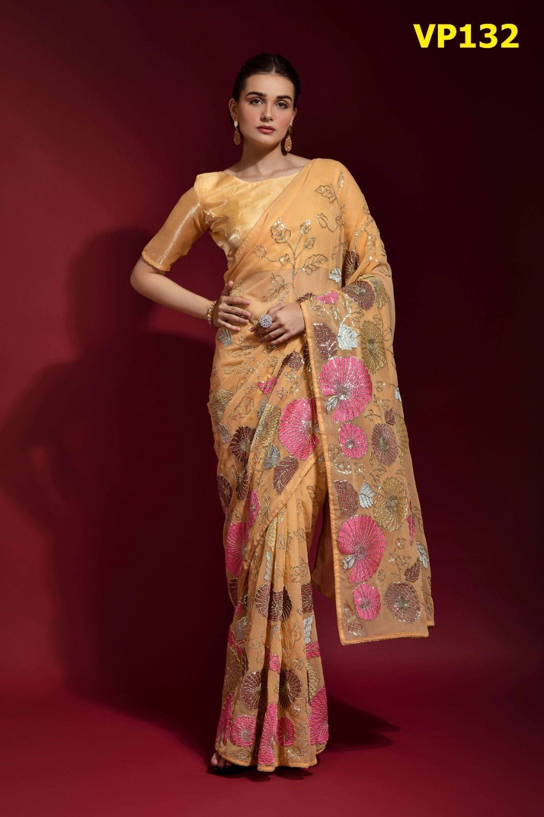 132 Gulabo Fashion Berry Sarees