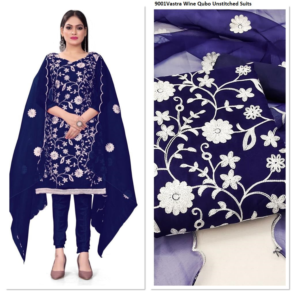9001Vastra Wine Qubo Unstitched Suits