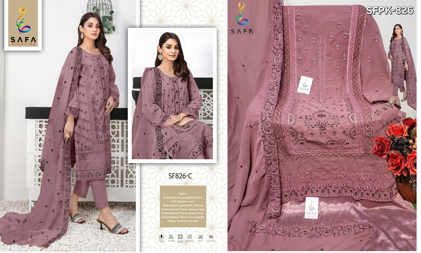 826C Safa Creation Pakistani Salwar Suits