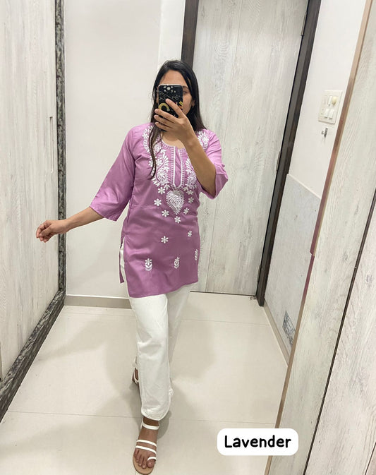 555 Lavendar Qubo Short Kurti