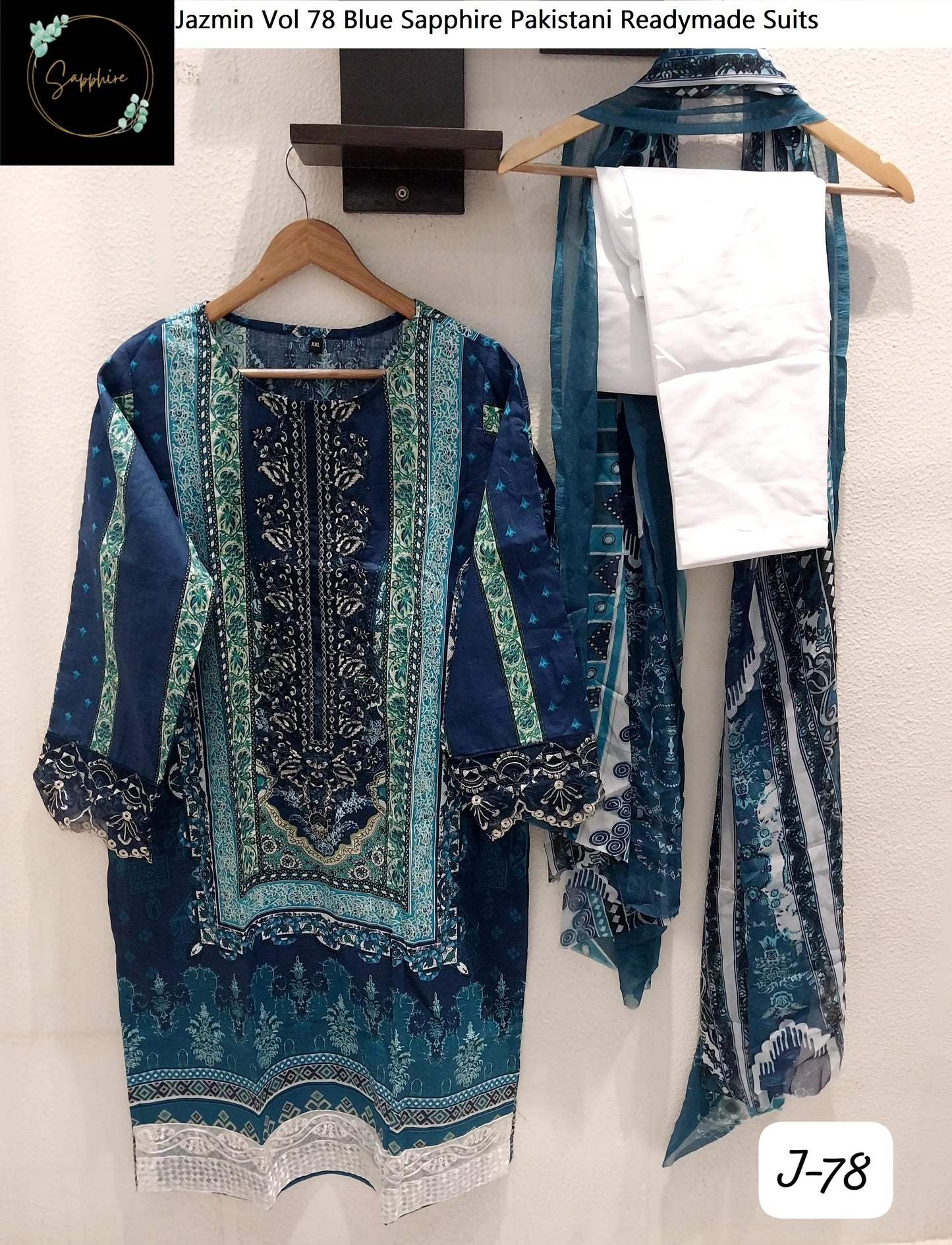 Jazmin Vol 78 Blue Sapphire Pakistani Readymade Suits