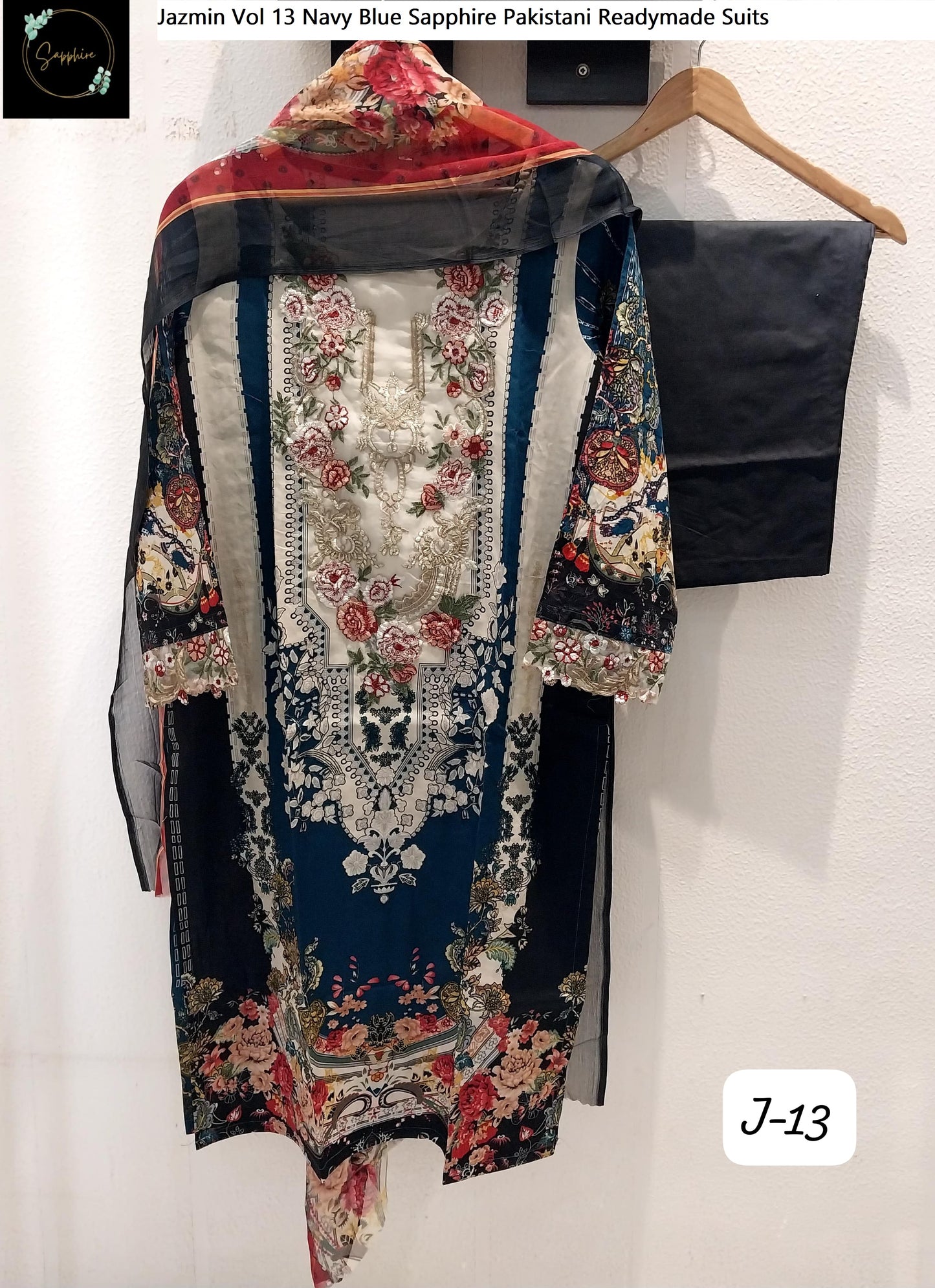 Jazmin Vol 13 Navy Blue Sapphire Pakistani Readymade Suits