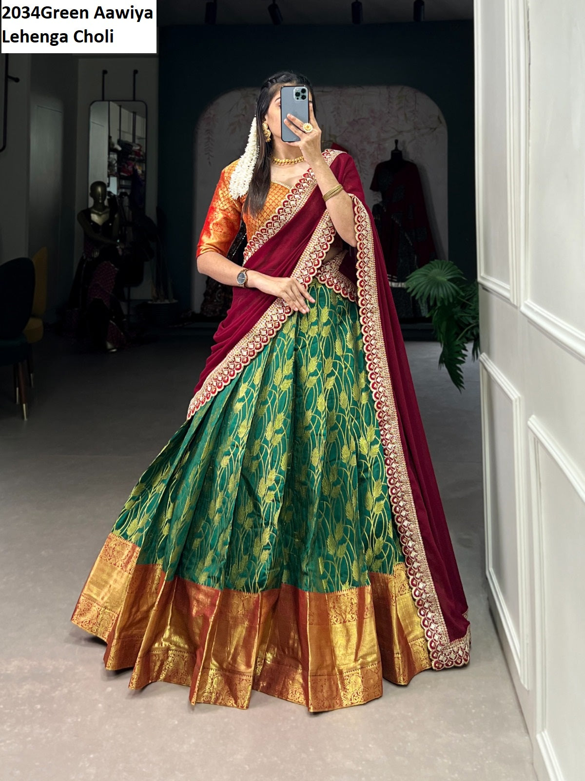 2034Green Aawiya Lehenga Choli