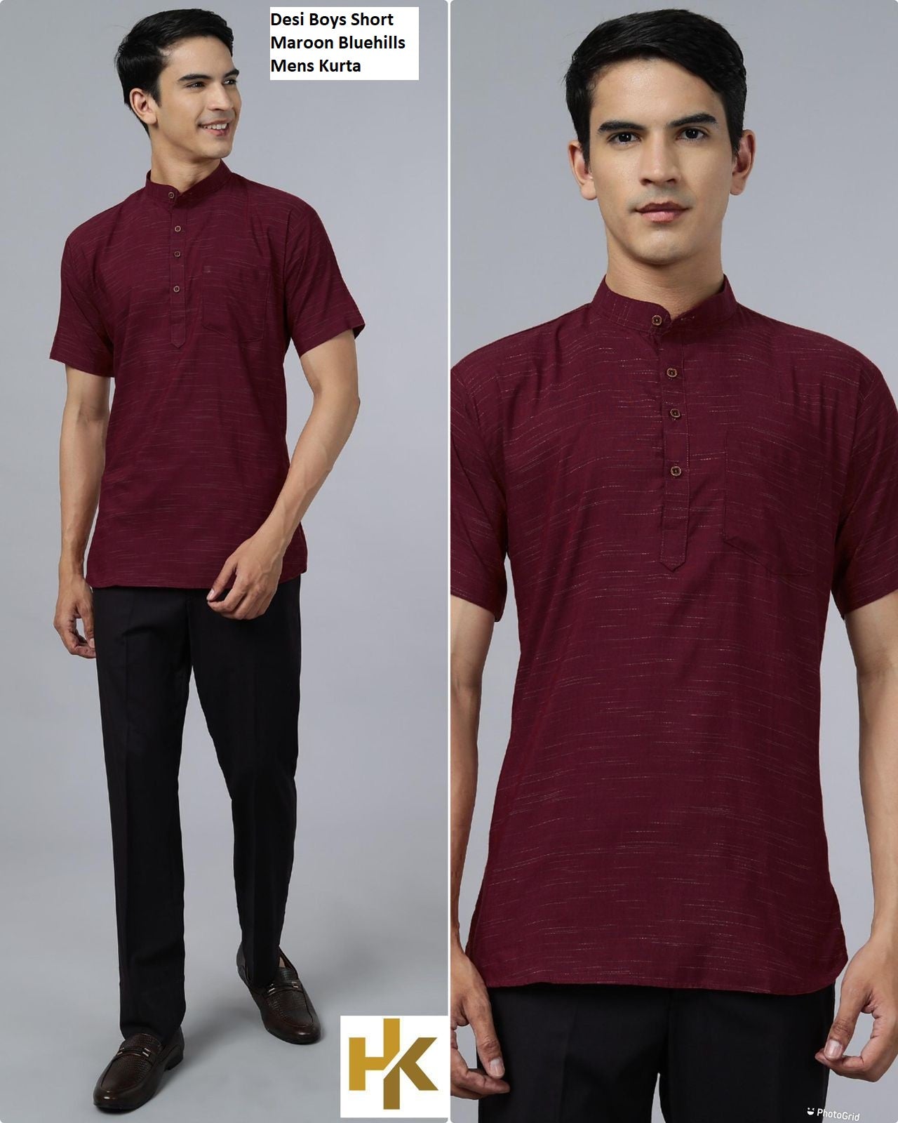 Desi Boys Short Maroon Bluehills Mens Kurta