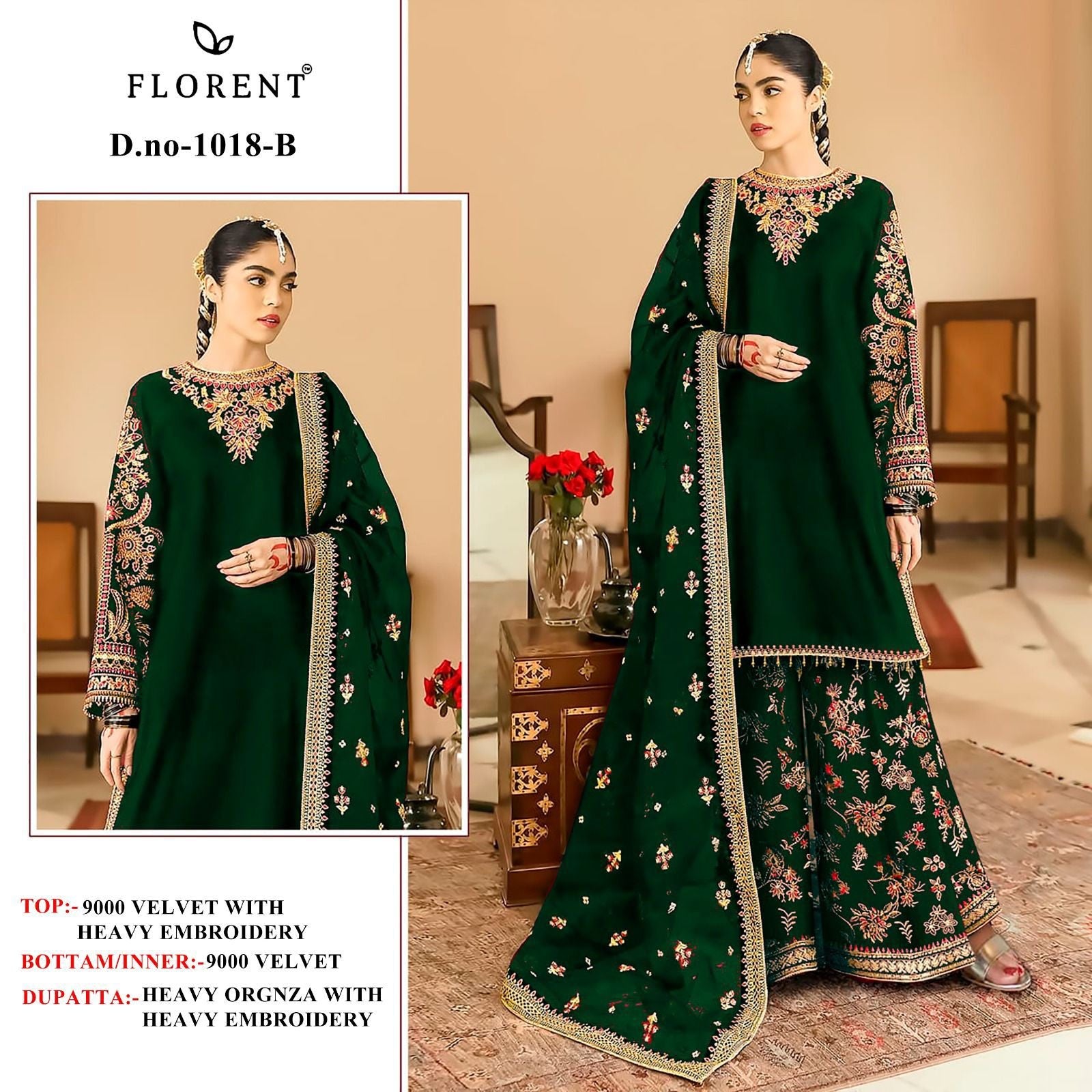 1018-B Florent Embroidery Velvet Suits
