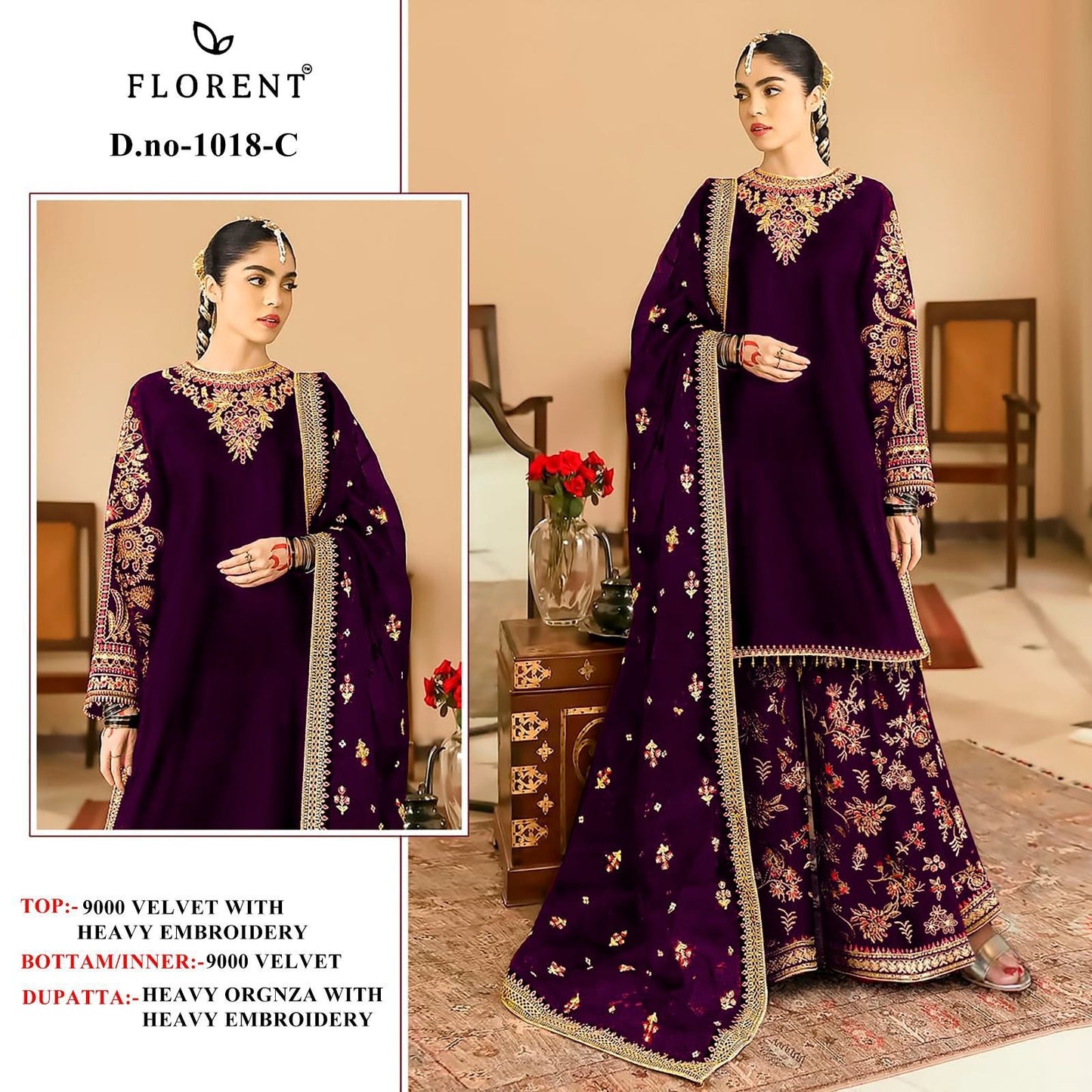 1018-C Florent Embroidery Velvet Suits