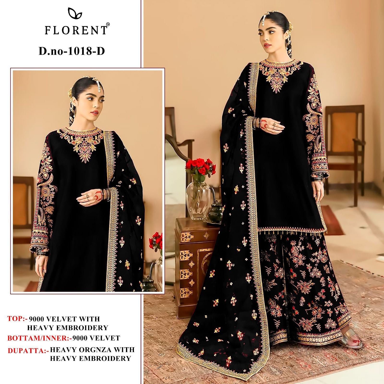 1018-D Florent Embroidery Velvet Suits