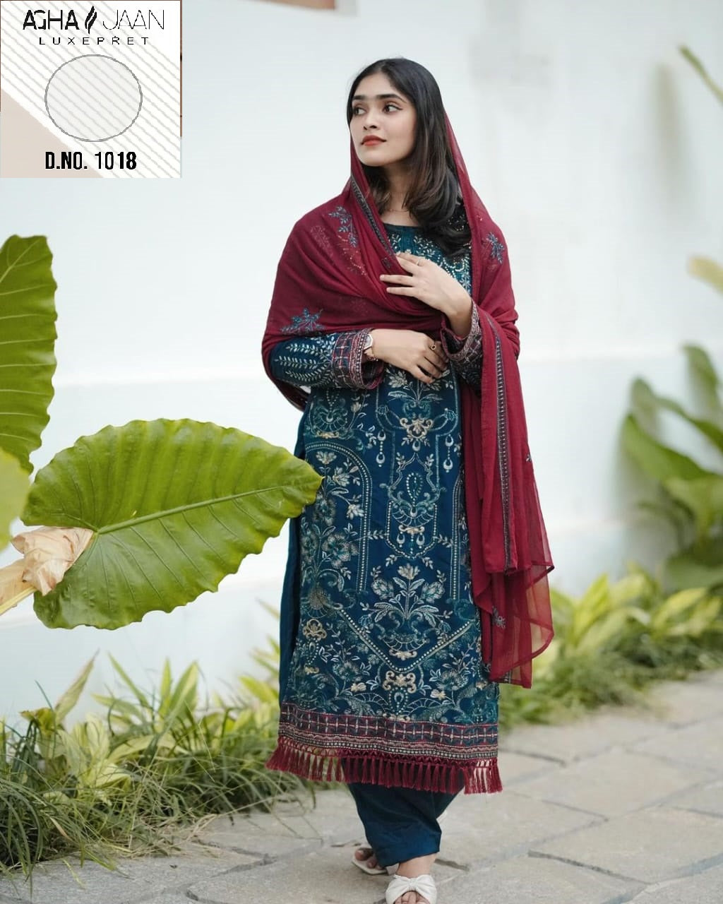 1018 Agha Jaan Embroidery Pakistani Salwar Suits