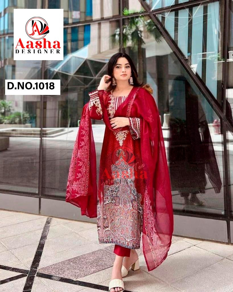 1018 Mariya B Lawn Aasha Designer Embroidery Pakistani Patch Suits