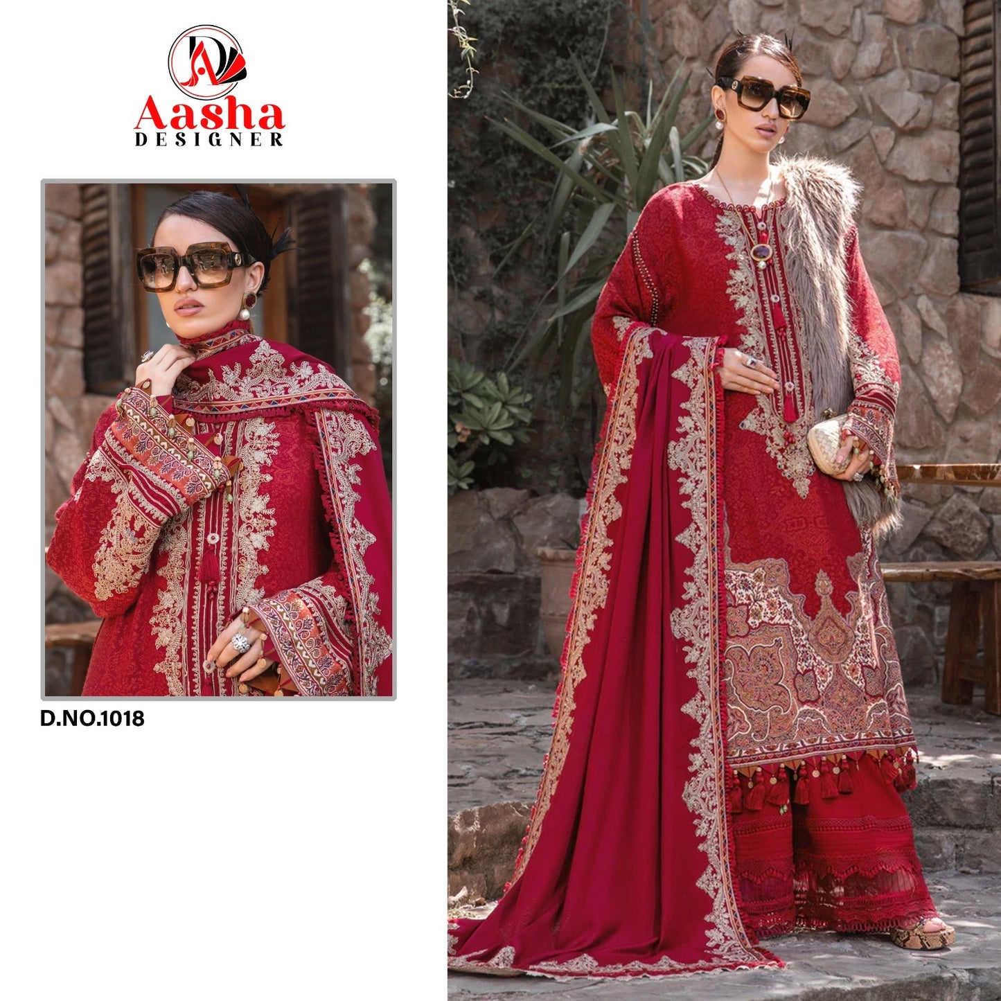 1018 Mariya B Lawn Aasha Designer Embroidery Pakistani Patch Suits