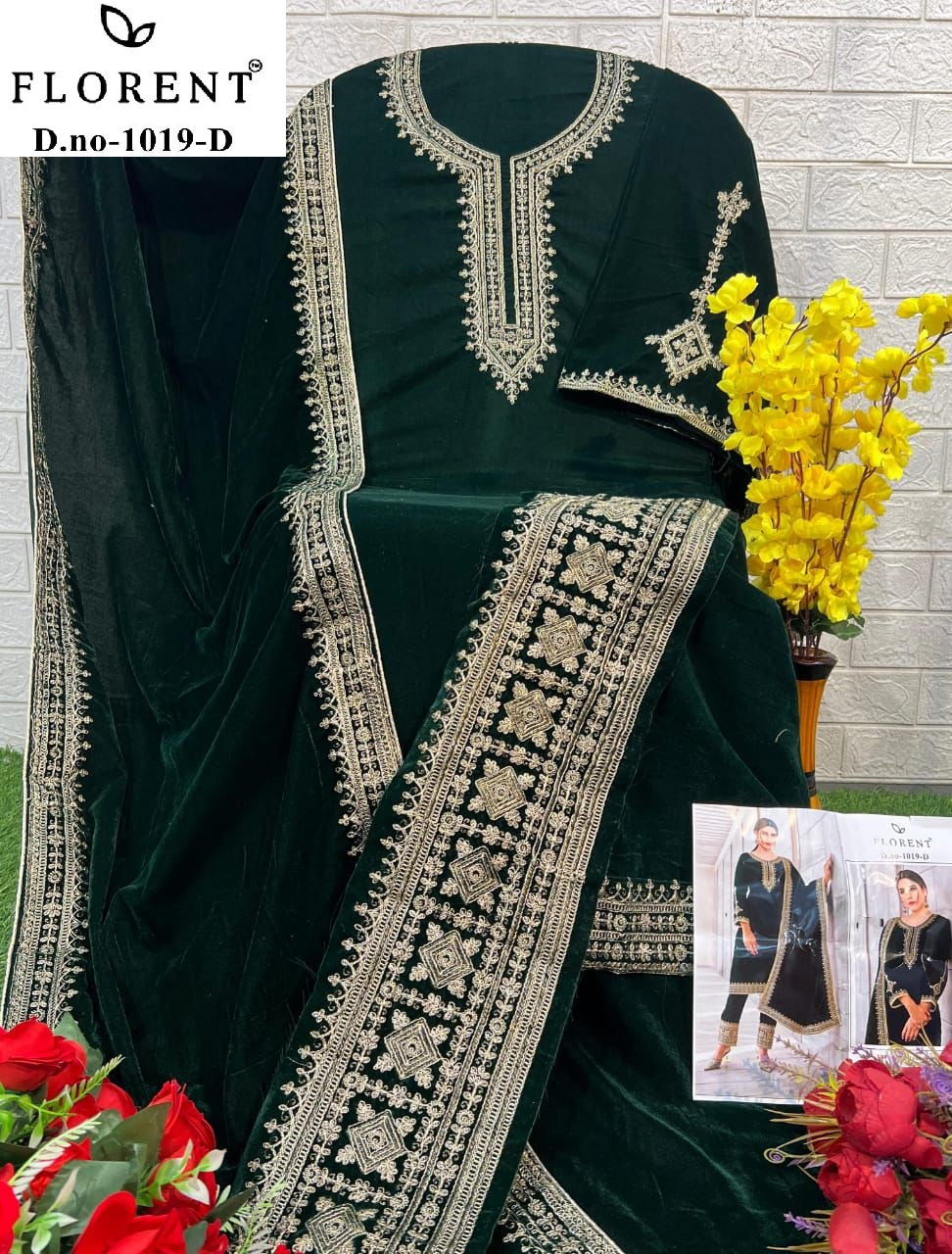 1019-D Florent Embroidery Velvet Suits