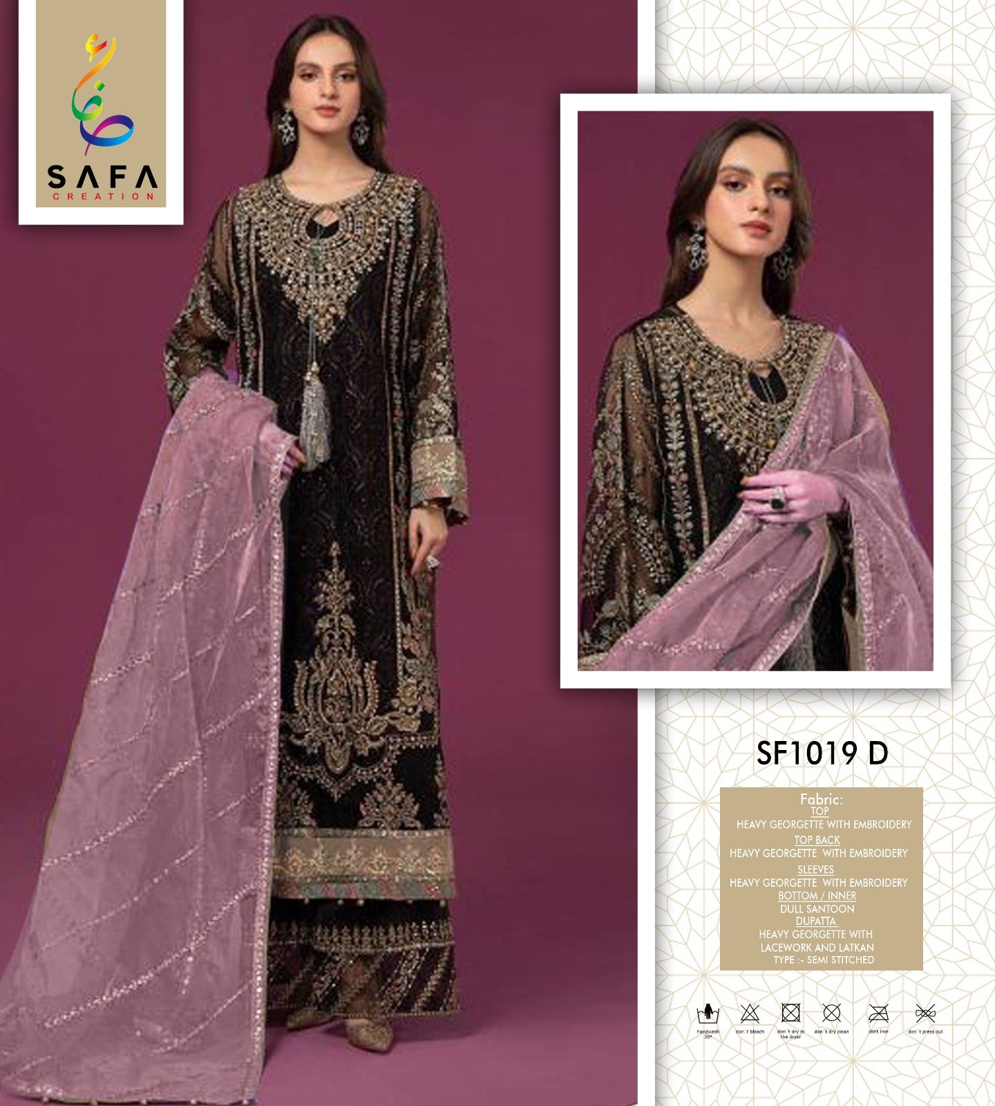 1019D Safa Creation Embroidery Pakistani Salwar Suits