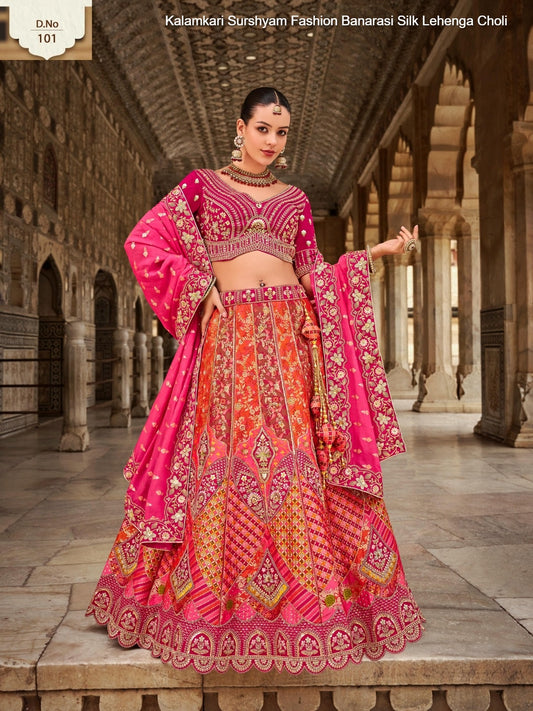 101 Kalamkari Surshyam Fashion Banarasi Silk Lehenga Choli