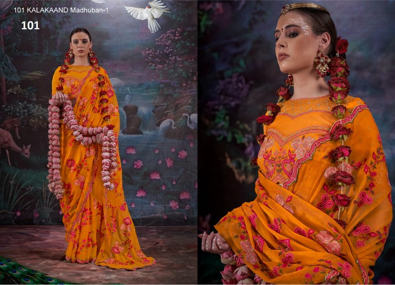 101 Madhuban-1 Kalakaand Gold Simmer Sarees