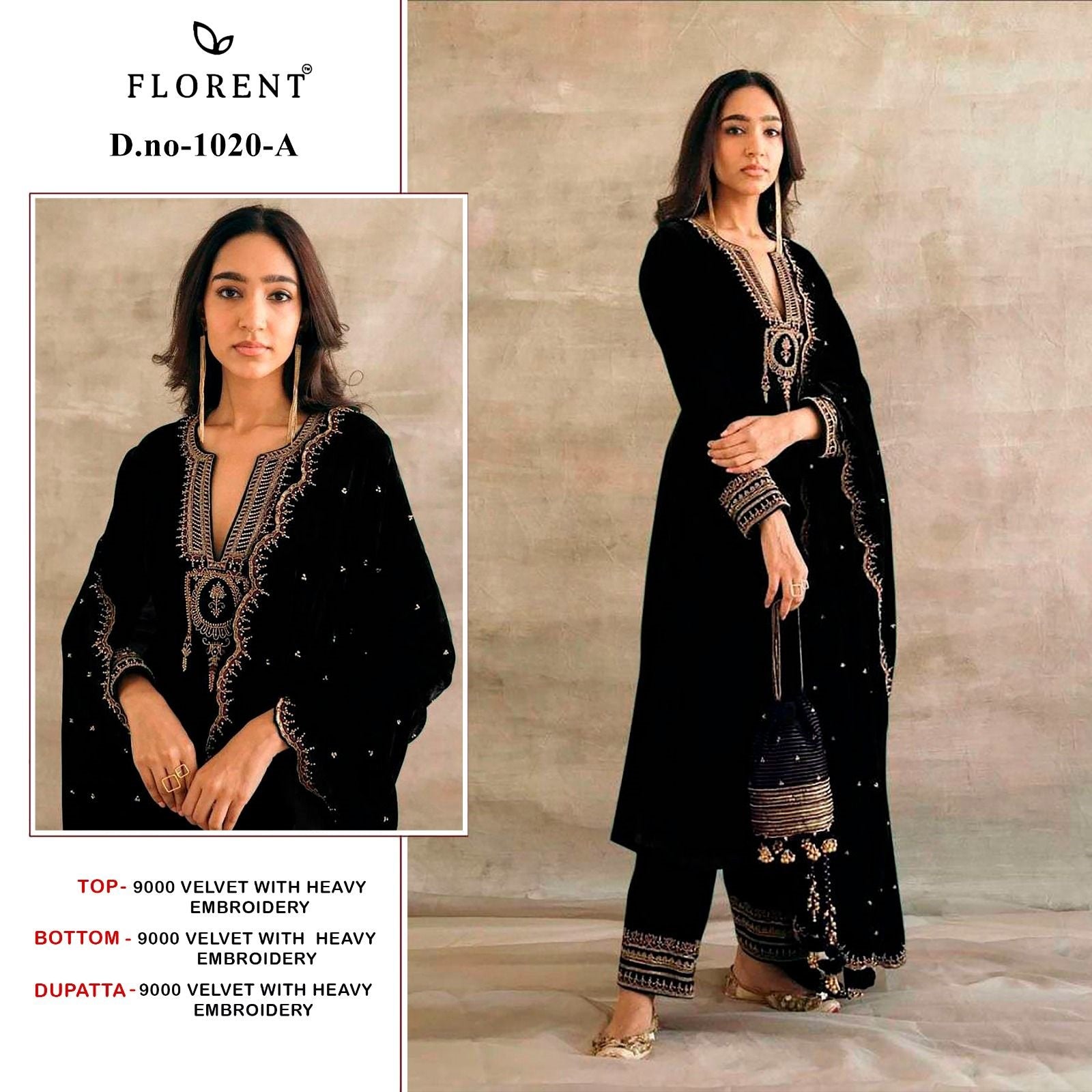 1020-A Florent Embroidery Velvet Suits