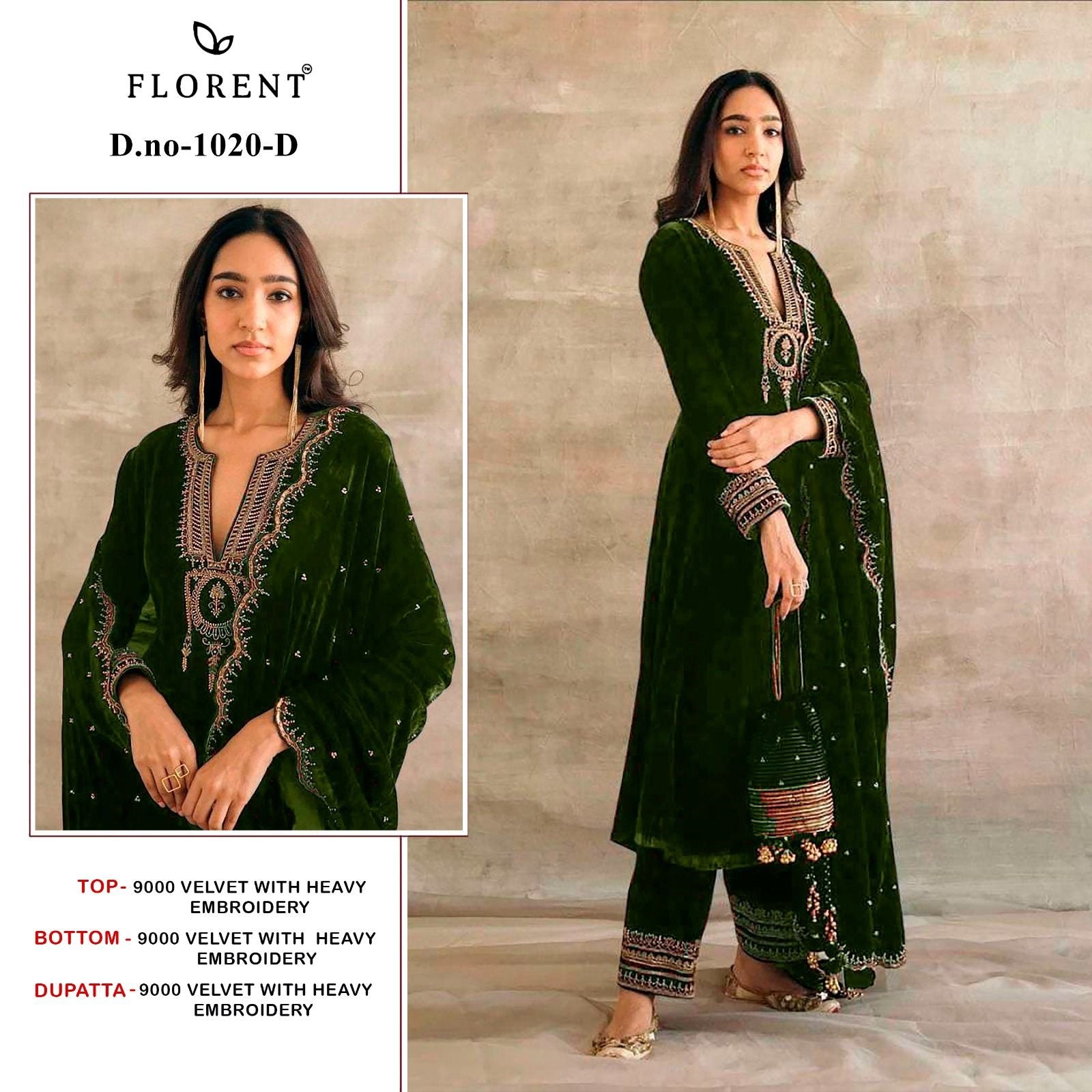 1020-D Florent Embroidery Velvet Suits
