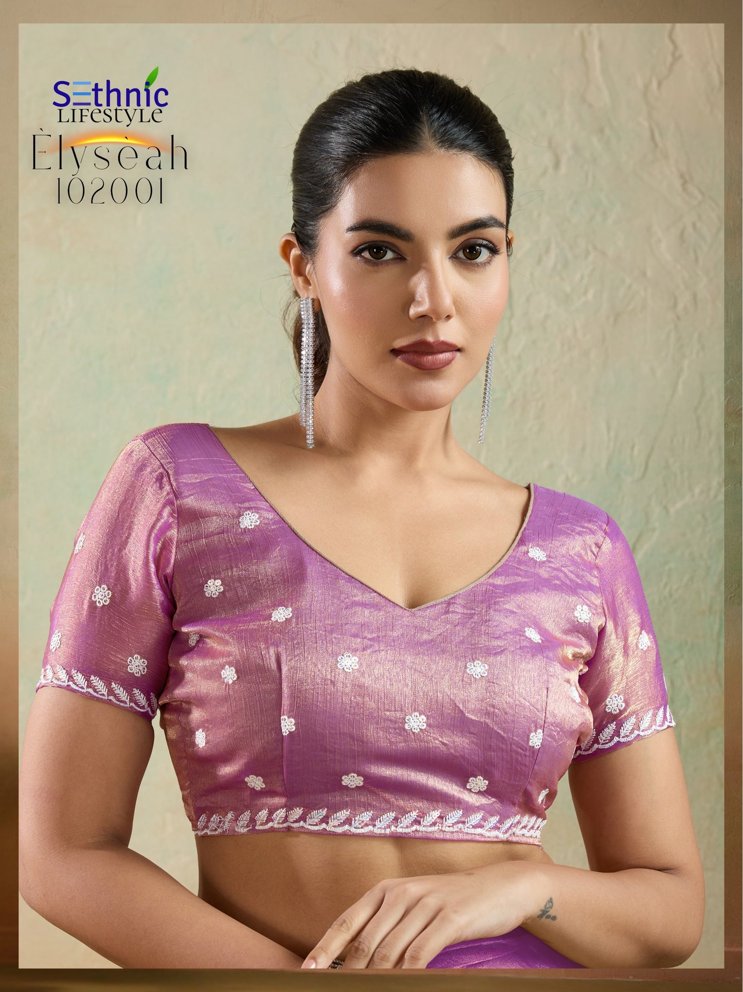 102001 Elyseah Sethnic Velvet Chiffon Sarees