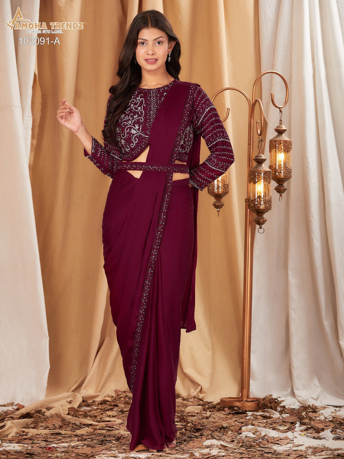 102091A Amoha Embroidery Ready To Wear Saree