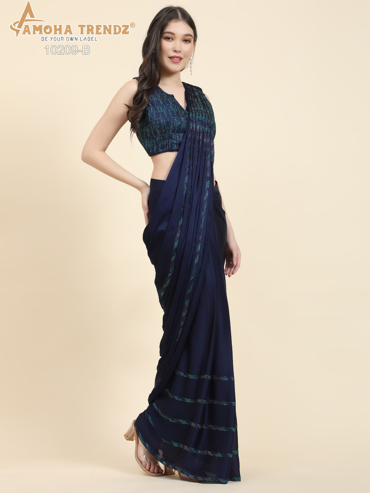 10209B Amoha V-Neck Ready To Wear Saree