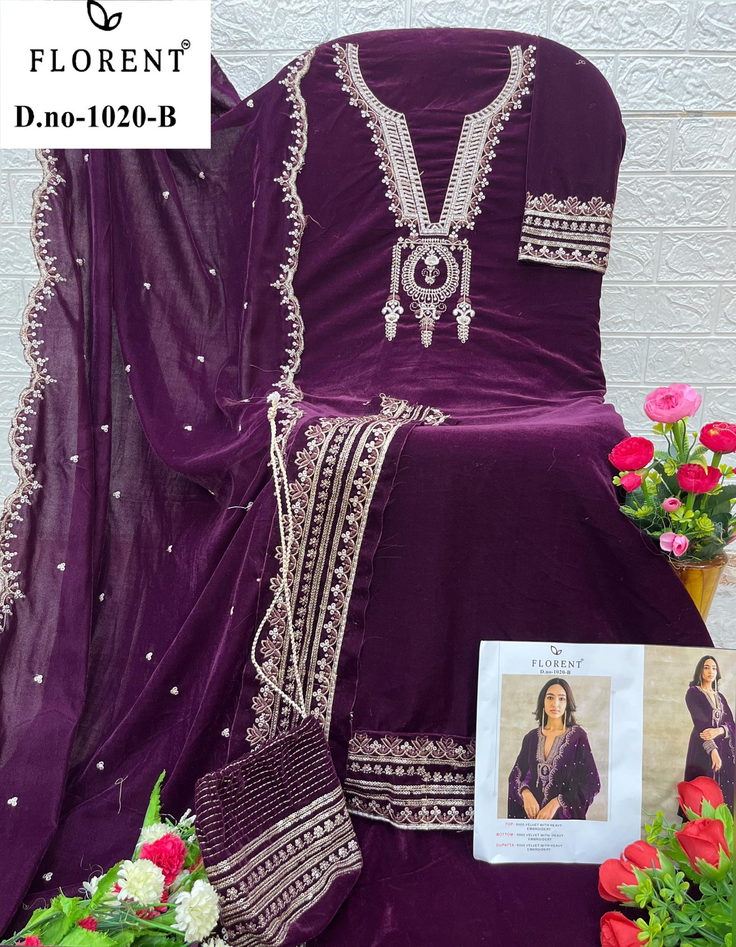 1020B Florent Embroidery Velvet Suits
