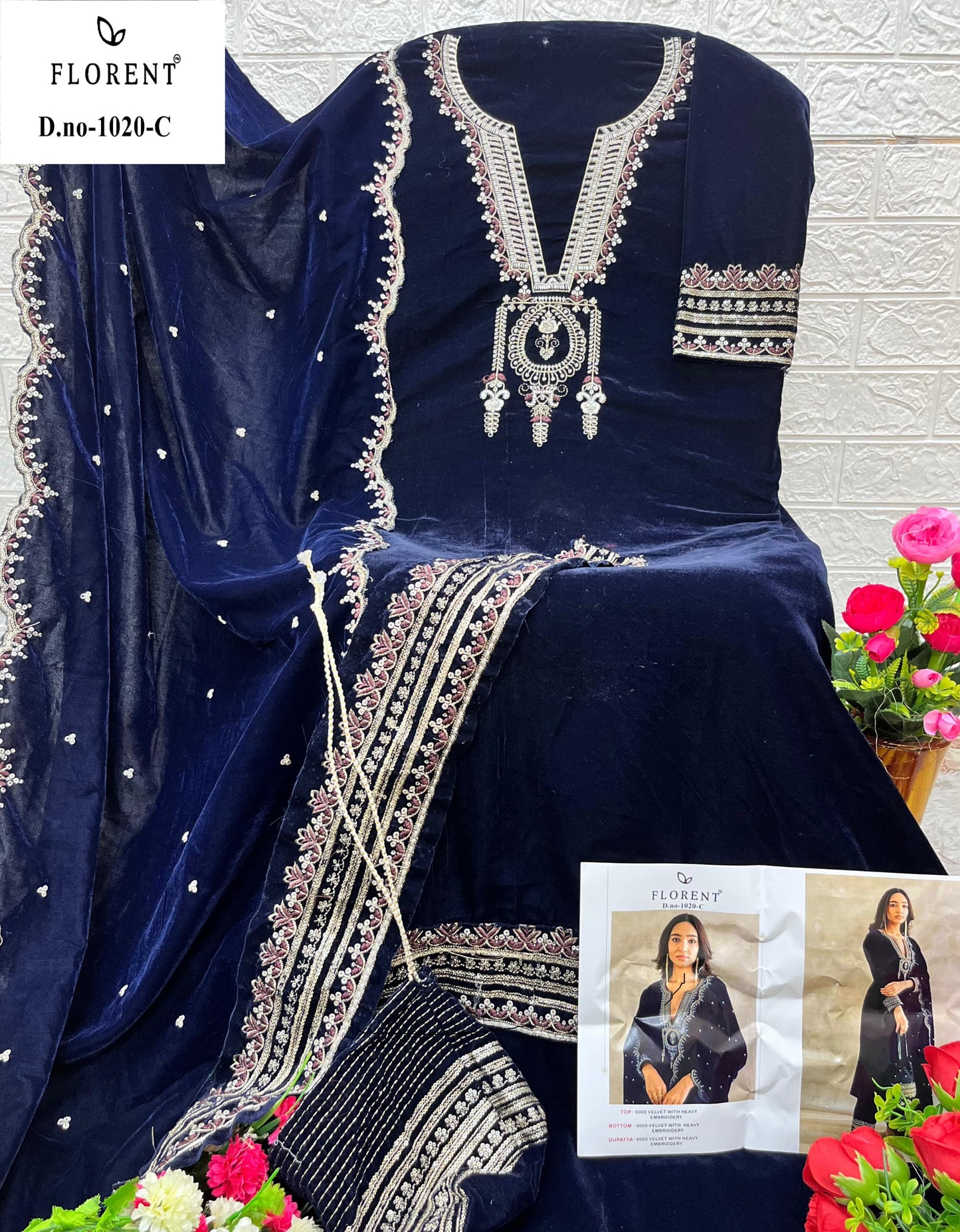 1020C Florent Embroidery Velvet Suits