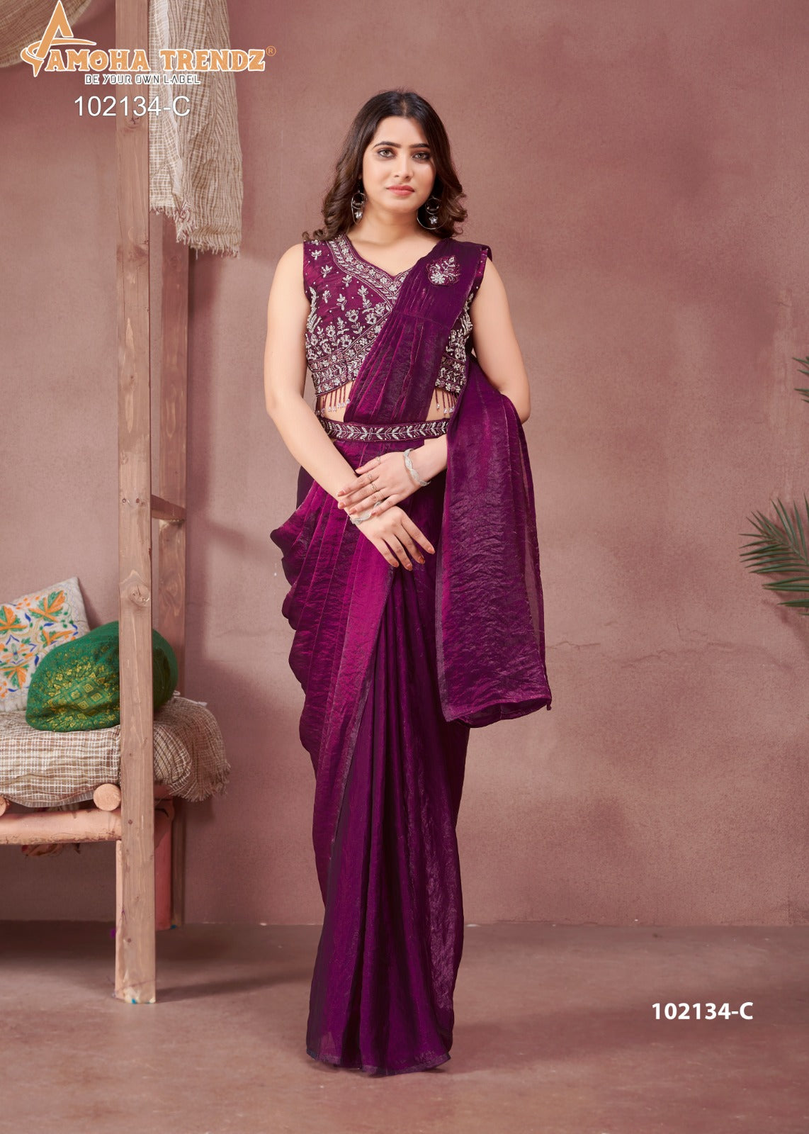 102134C Amoha Embroidered Sarees