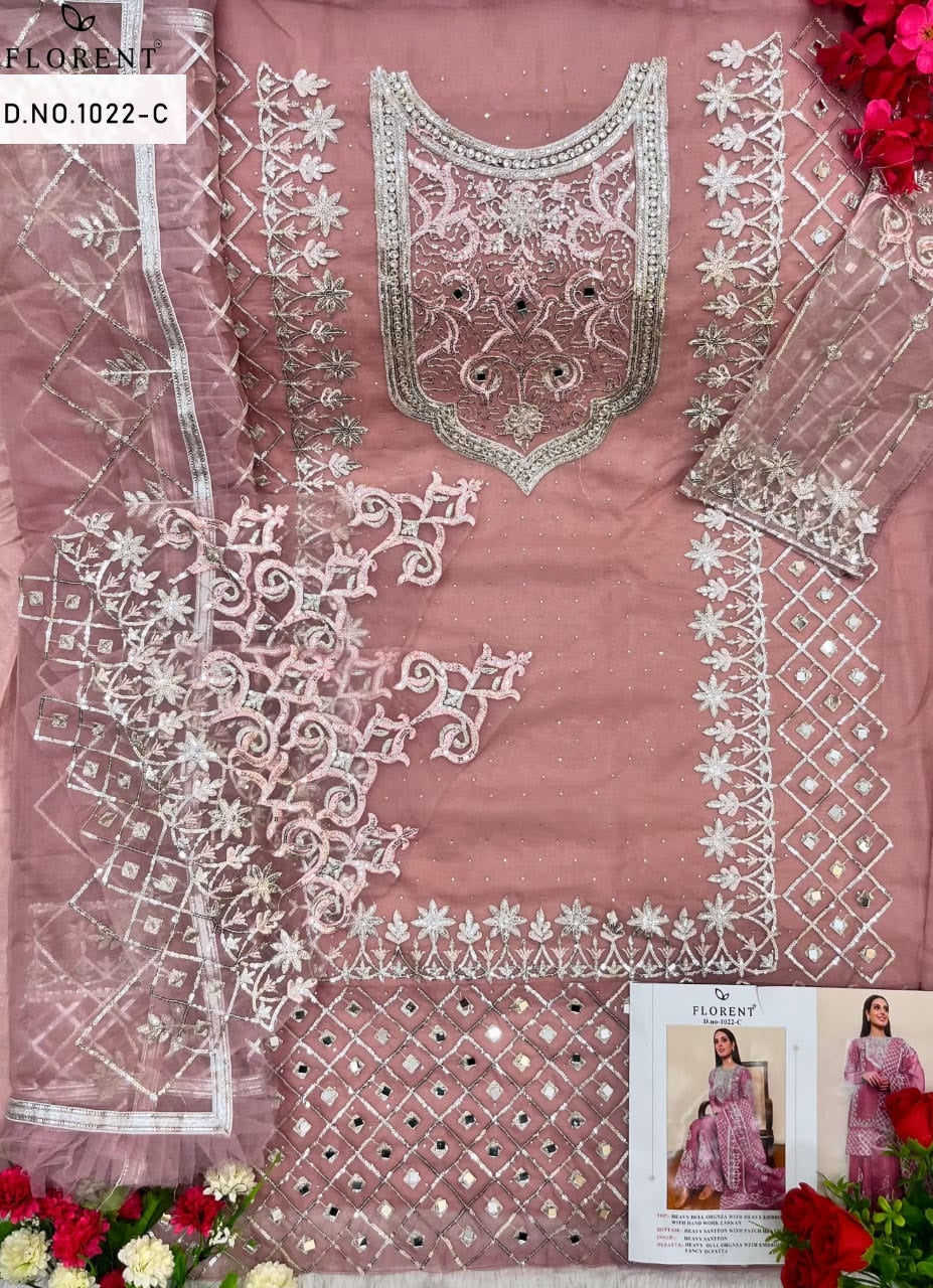 1022C Florent Embroidery Pakistani Salwar Suits