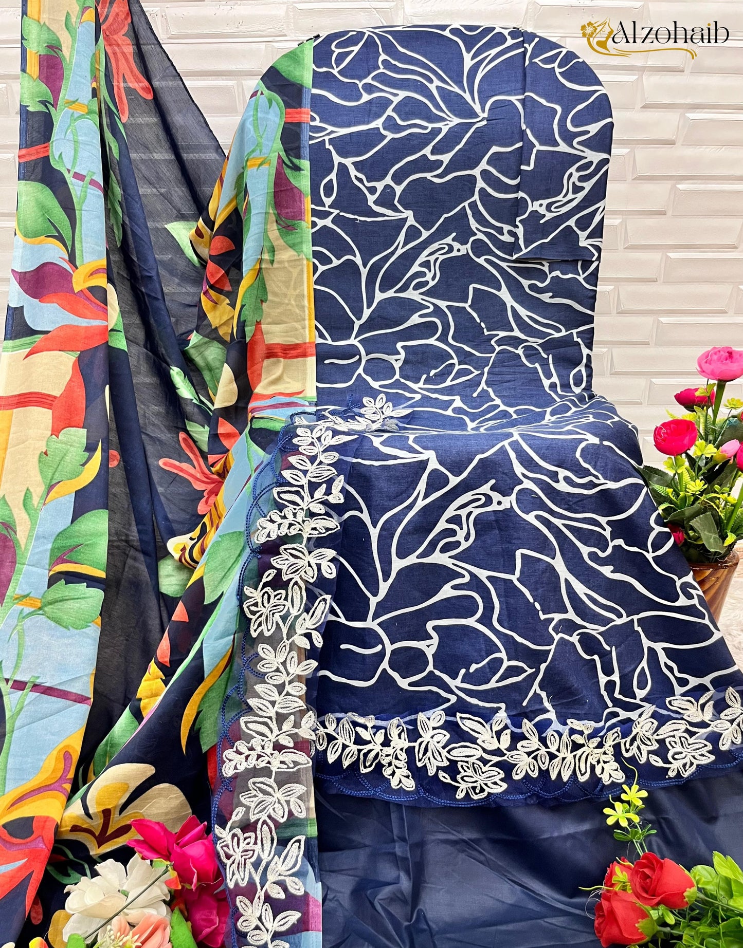 1022G Al Zohaib Embroidered Pakistani Patch Suits