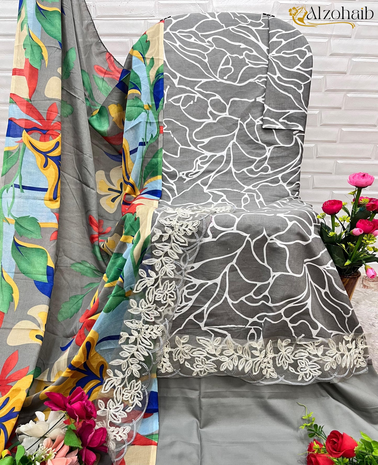 1022L Al Zohaib Embroidered Pakistani Patch Suits