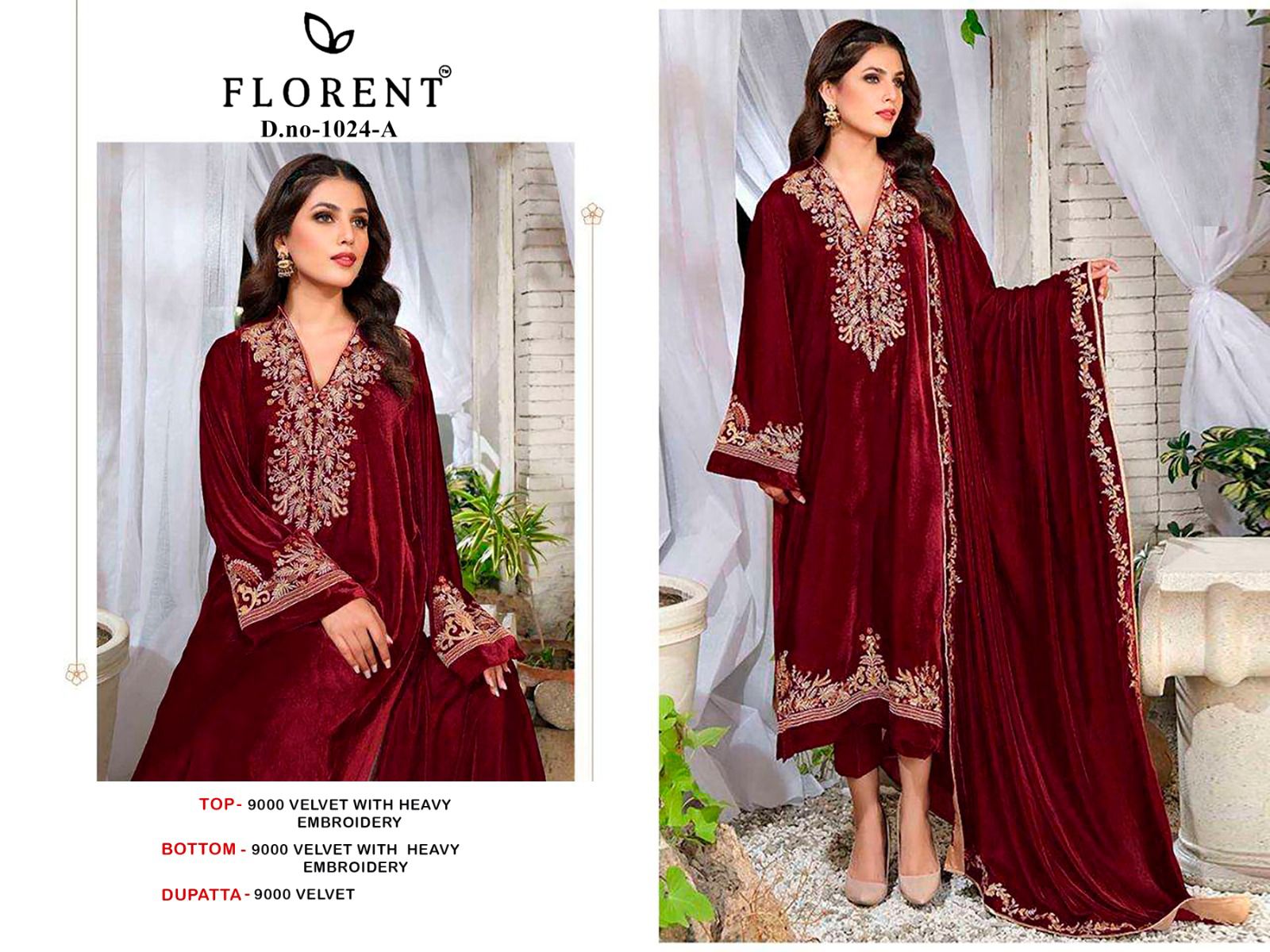 1024-A Florent Embroidery Velvet Suits