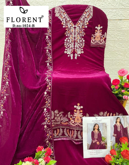 1024-B Florent Embroidery Velvet Suits