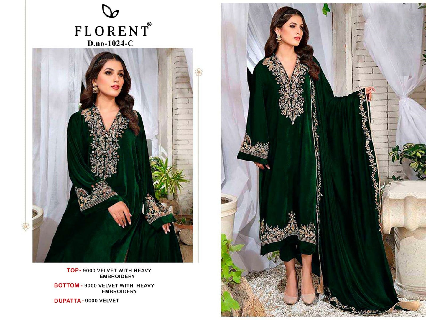 1024-C Florent Embroidery Velvet Suits