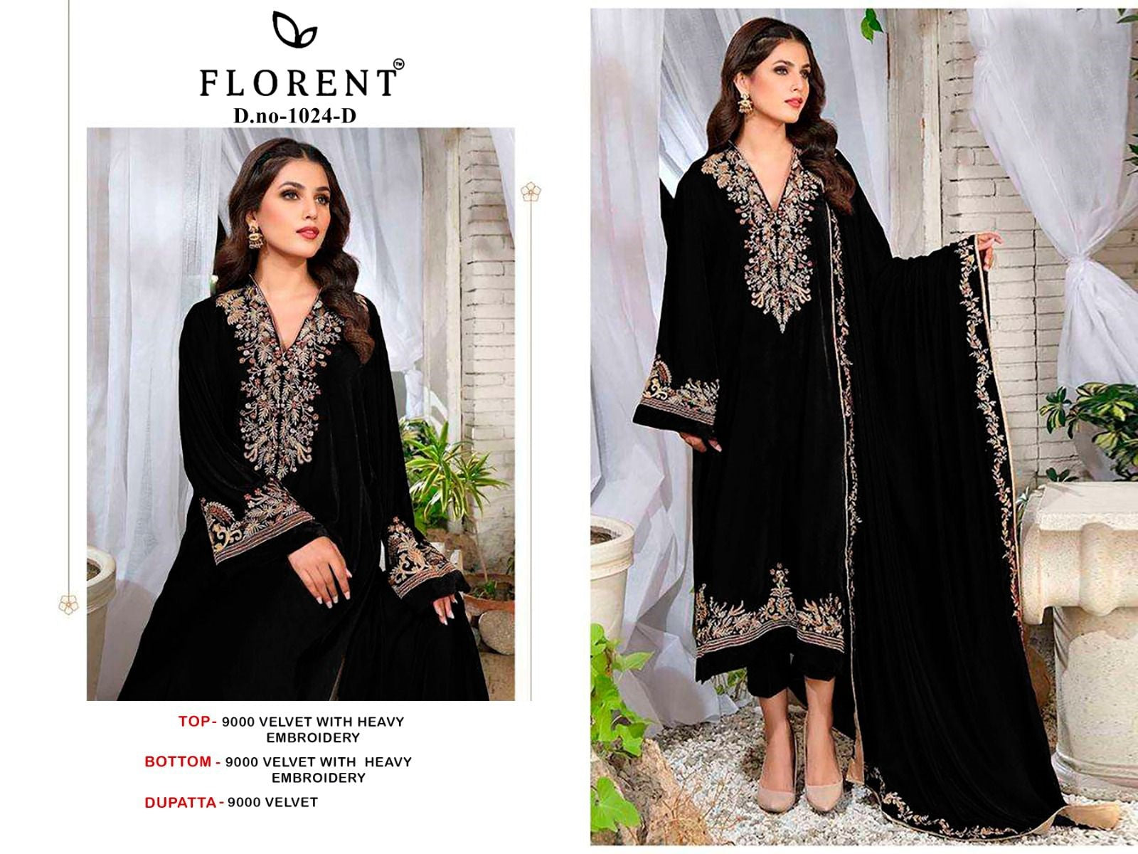 1024-D Florent Embroidery Velvet Suits