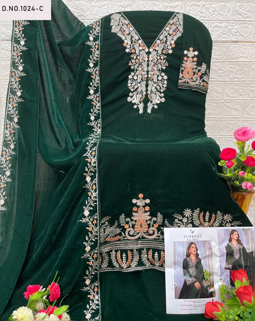 1024C Florent Embroidery Velvet Suits